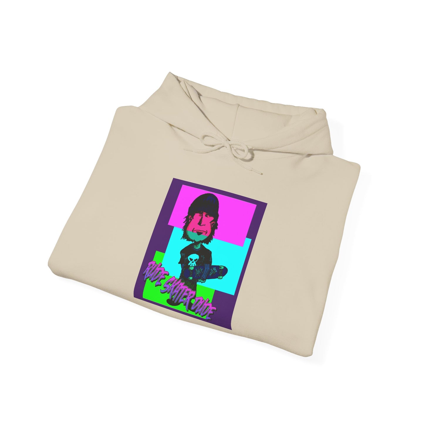 Retro Neon Rude Skater Dude Hoodie — Streetwear
