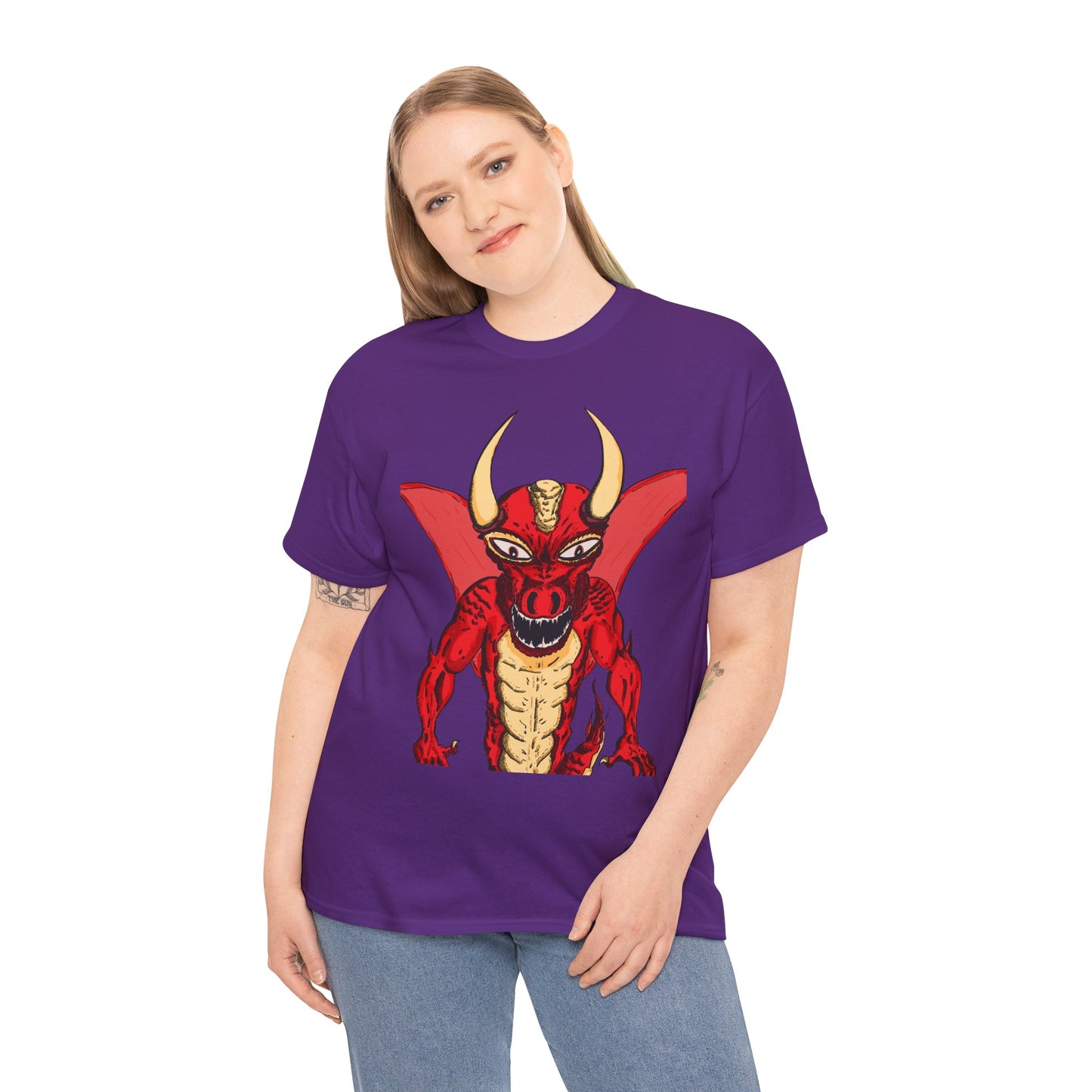 Bold Red Dragon Unisex Heavy Cotton Tee | Graphic Shirt for Anime Fans, Party Wear, Casual Outfit, Gift for Him/Her