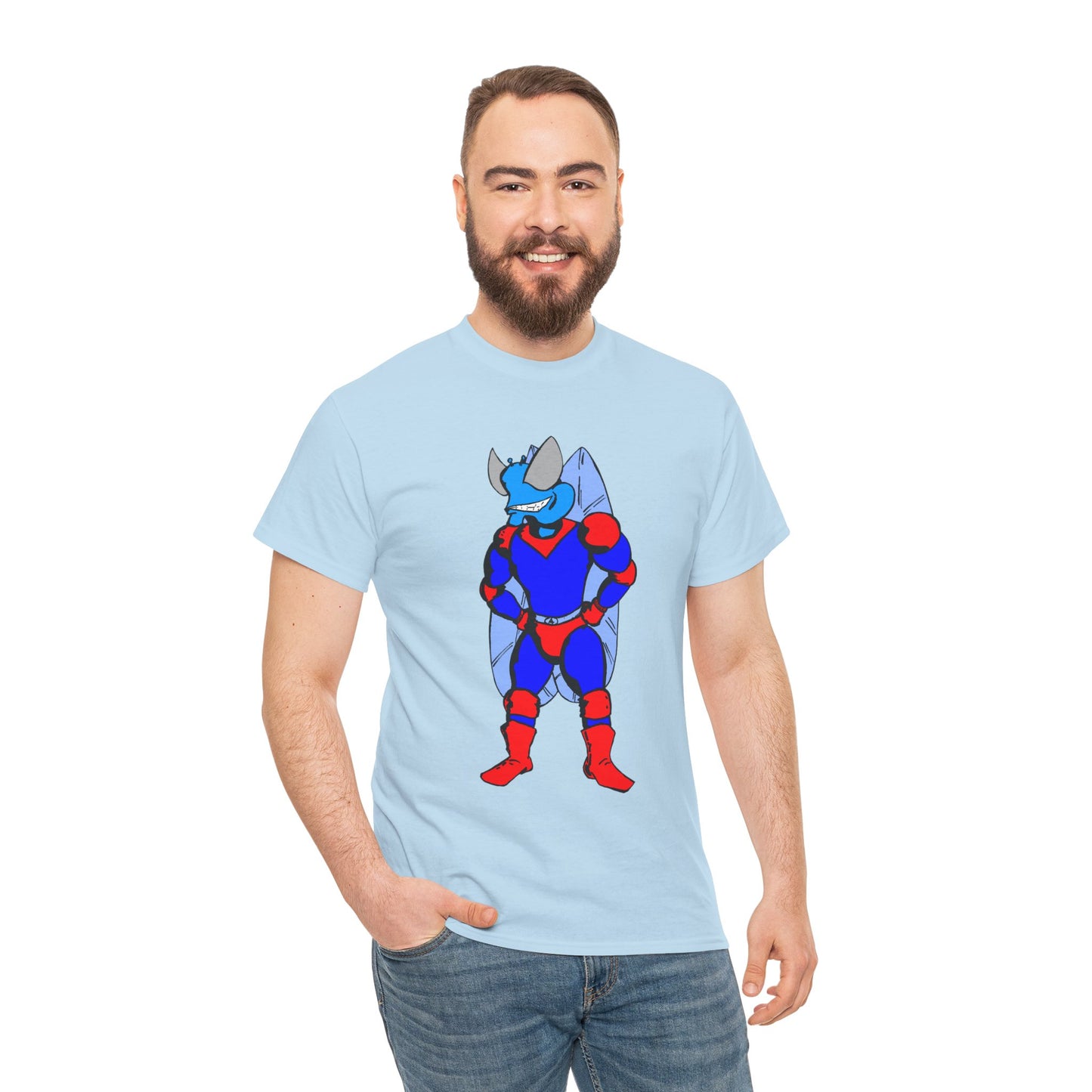 Astro-Fly Hero Graphic Tee - Blue & Red Superhero T-Shirt