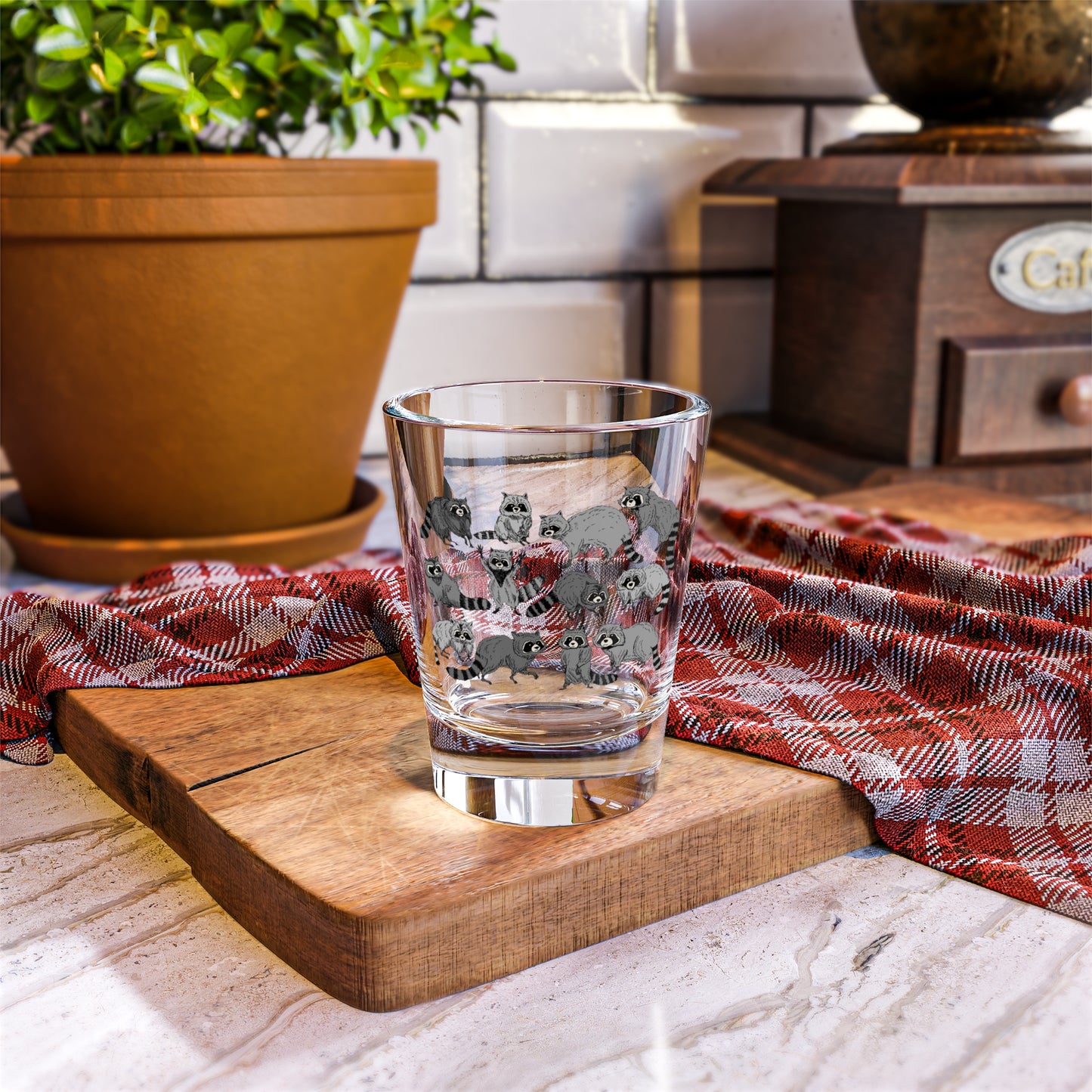Humorous Raccoon Shot Glass - Fun 1.5oz Drinkware for Animal Lovers