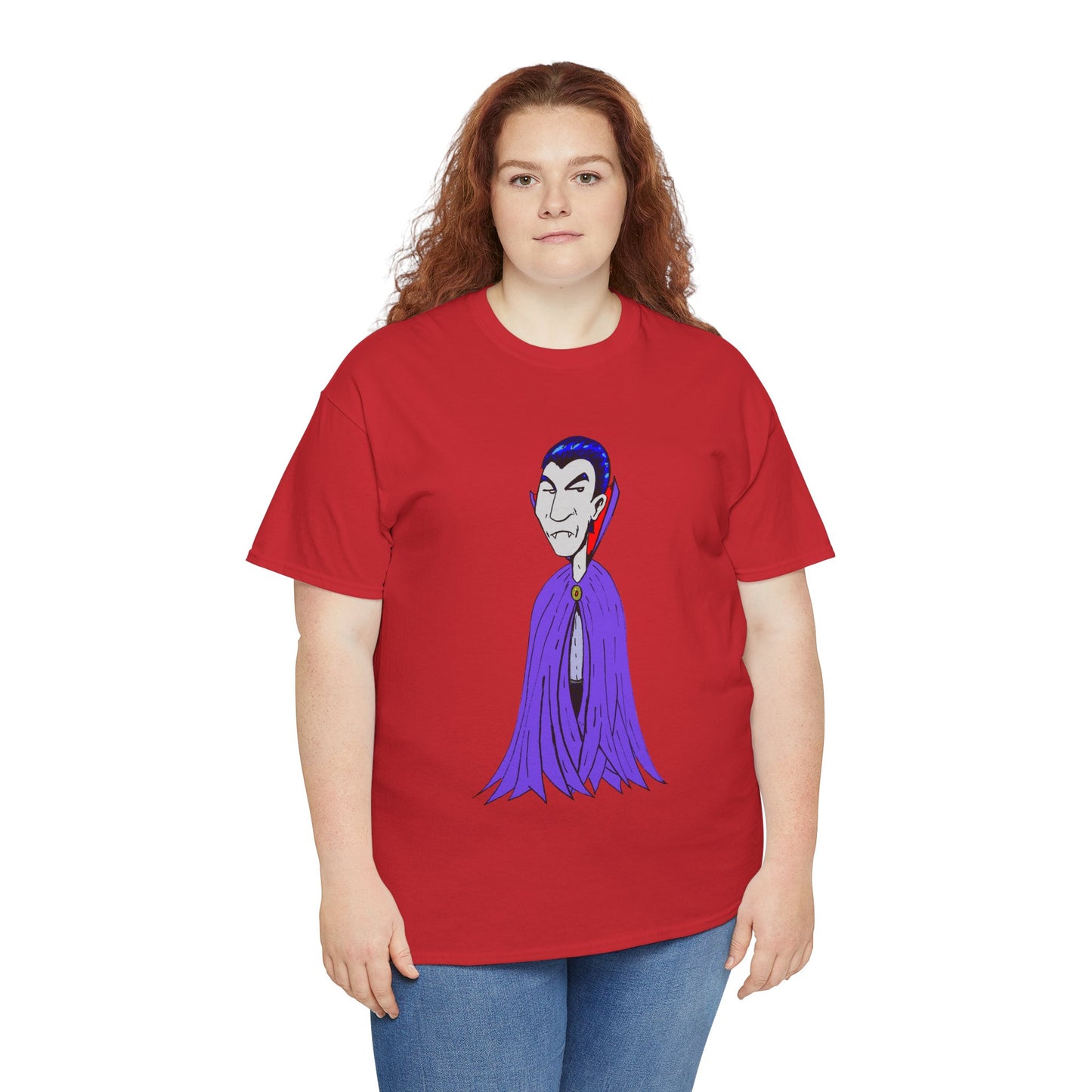 Vampire Cartoon Tee - Cute Purple Cloak Dracula Graphic T-Shirt