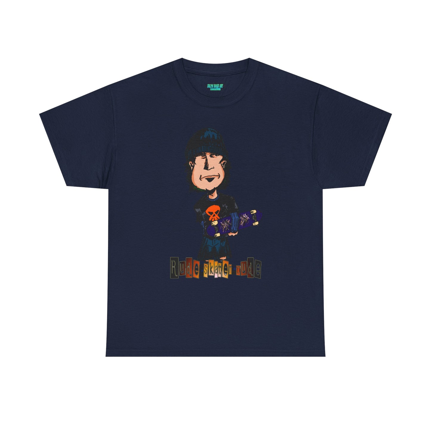 Rude Skater Dude Cartoon Skate Punk T-Shirt — Skateboarding Tee with Skull Design