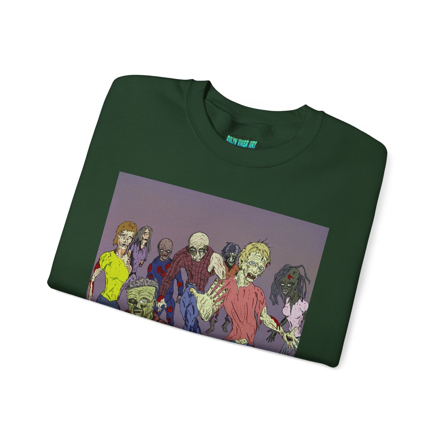 Zombie-Themed Unisex Crewneck Sweatshirt - Perfect for Halloween and Horror Lovers