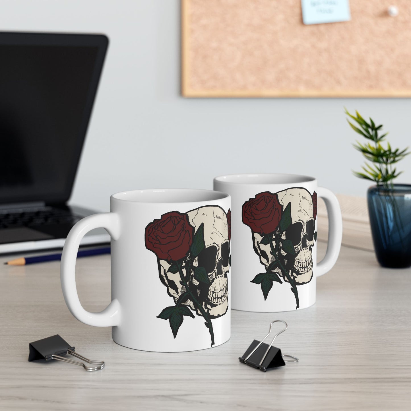 Cool Skull and Rose Ceramic Mug - Perfect for Coffee Lovers