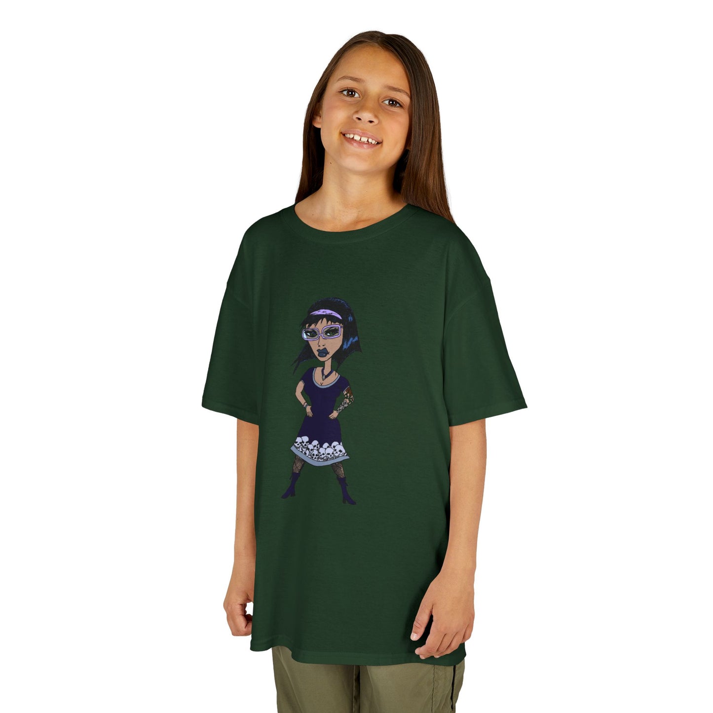 Kids Tee — Vintage Gothic Girl Cartoon Graphic Tee for Children