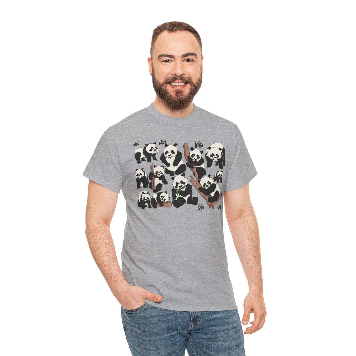 Cute Panda Design Unisex Heavy Cotton Tee | Animal Lover Gift, Casual Wear, Eco-Friendly Apparel, Nature Enthusiast Clothing