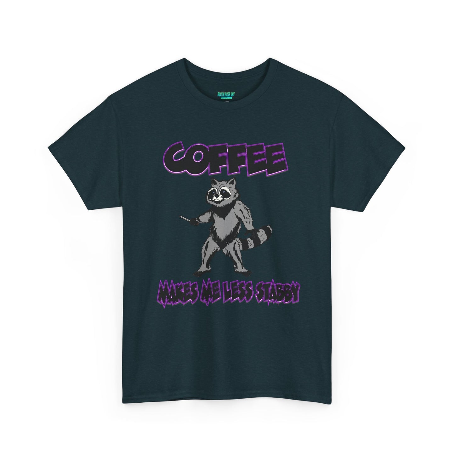 Funny Coffee Raccoon Unisex Heavy Cotton Tee