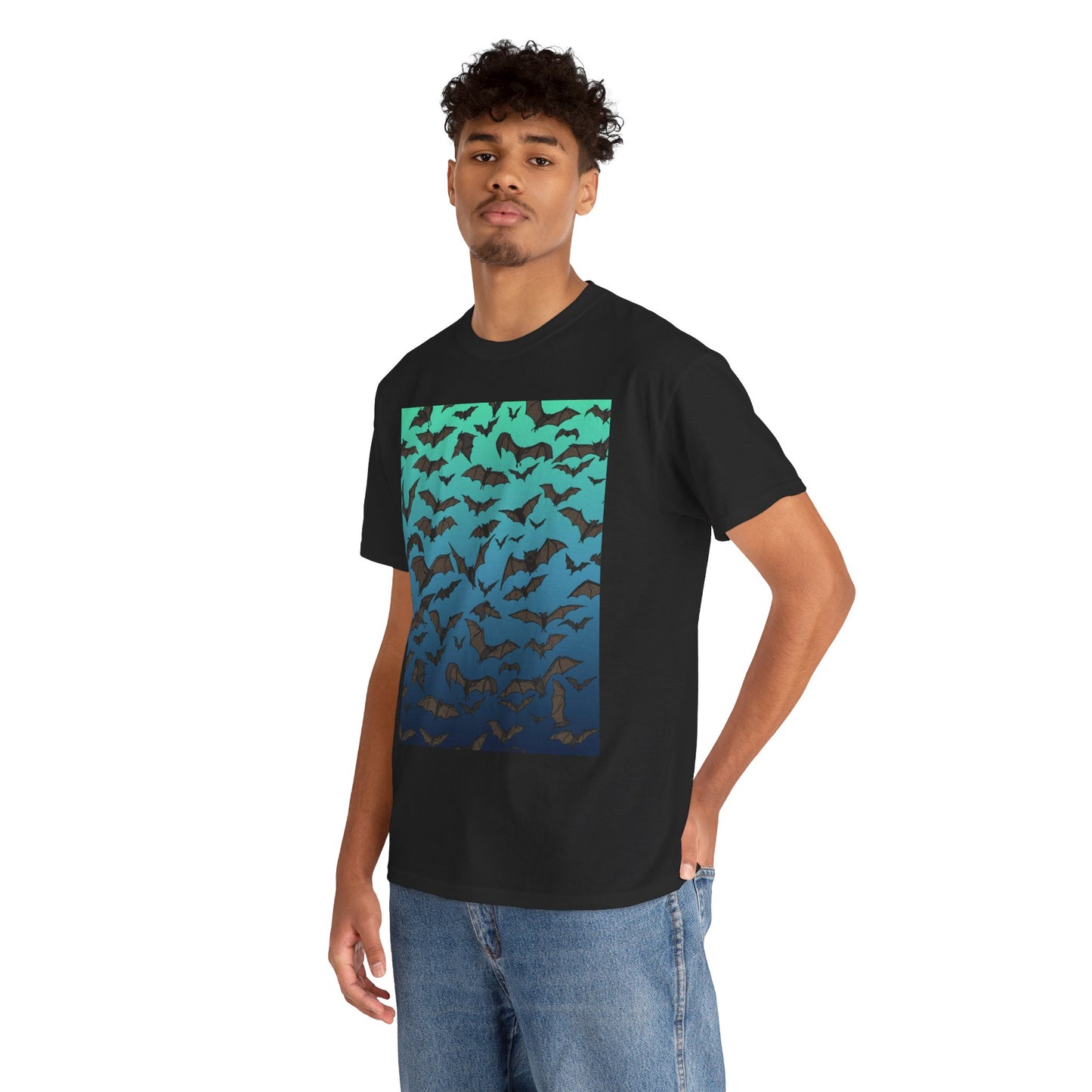 Bat Swarm Graphic Tee — Gradient Night Flight T-Shirt