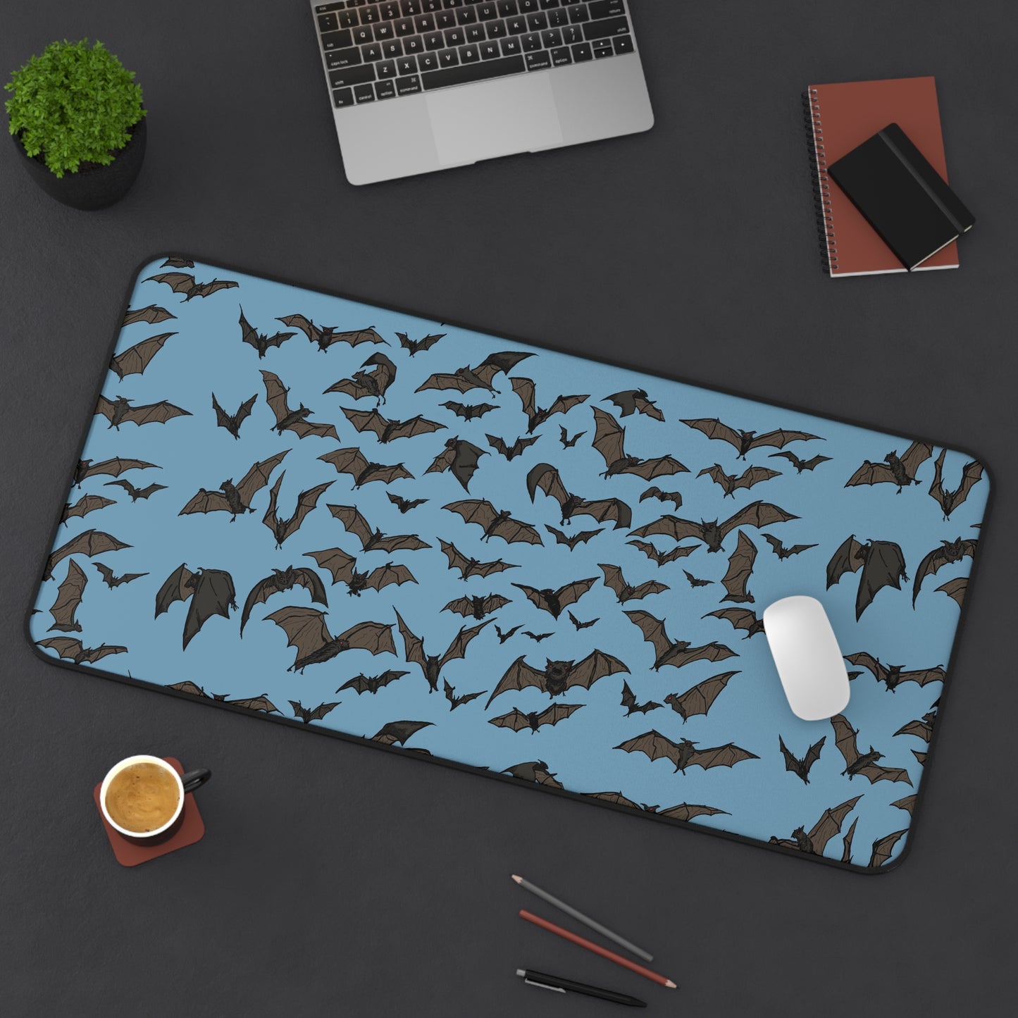 Desk Mat - Hand-Drawn Bats Design by Dalyn Viker Art
