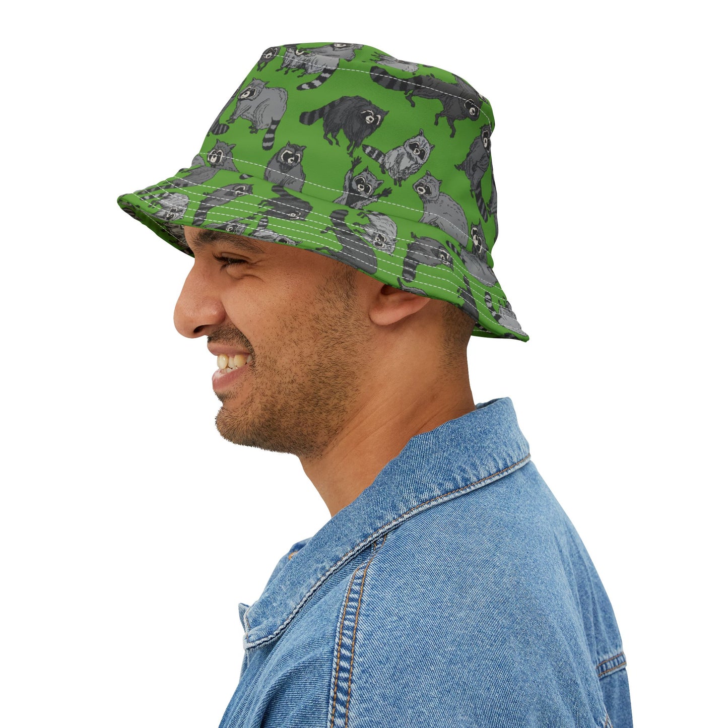 Raccoon Print Bucket Hat, Fun Outdoor Accessories, Gifts for Animal Lovers, Summer Fashion, Eco-Friendly Headwear