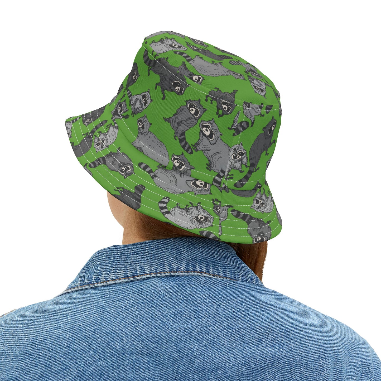 Raccoon Print Bucket Hat, Fun Outdoor Accessories, Gifts for Animal Lovers, Summer Fashion, Eco-Friendly Headwear