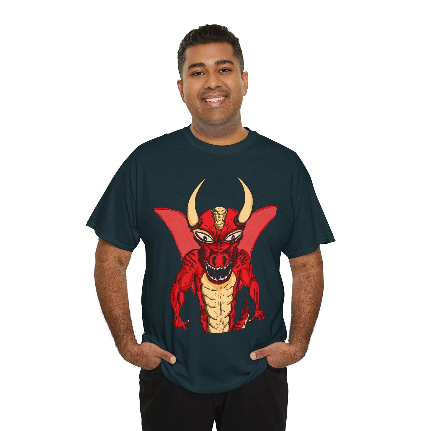 Bold Red Dragon Unisex Heavy Cotton Tee | Graphic Shirt for Anime Fans, Party Wear, Casual Outfit, Gift for Him/Her
