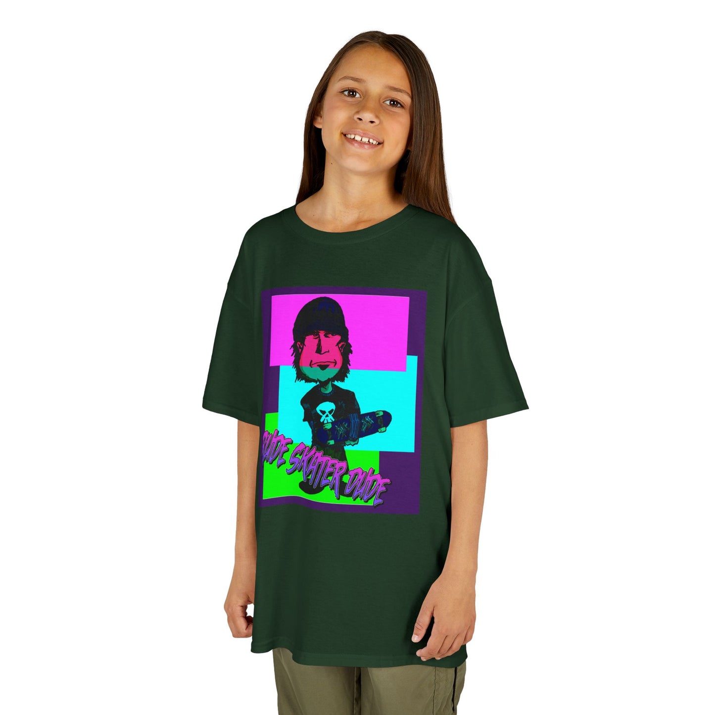 Kids Tee — Retro Neon Rude Skater Dude Kid Graphic T-Shirt