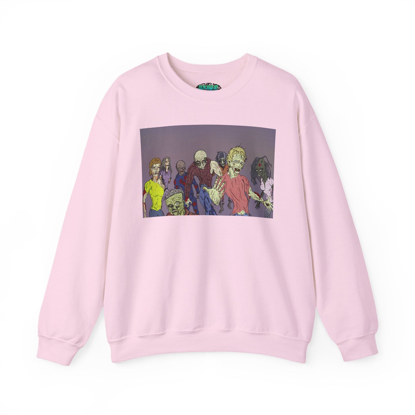 Zombie-Themed Unisex Crewneck Sweatshirt - Perfect for Halloween and Horror Lovers