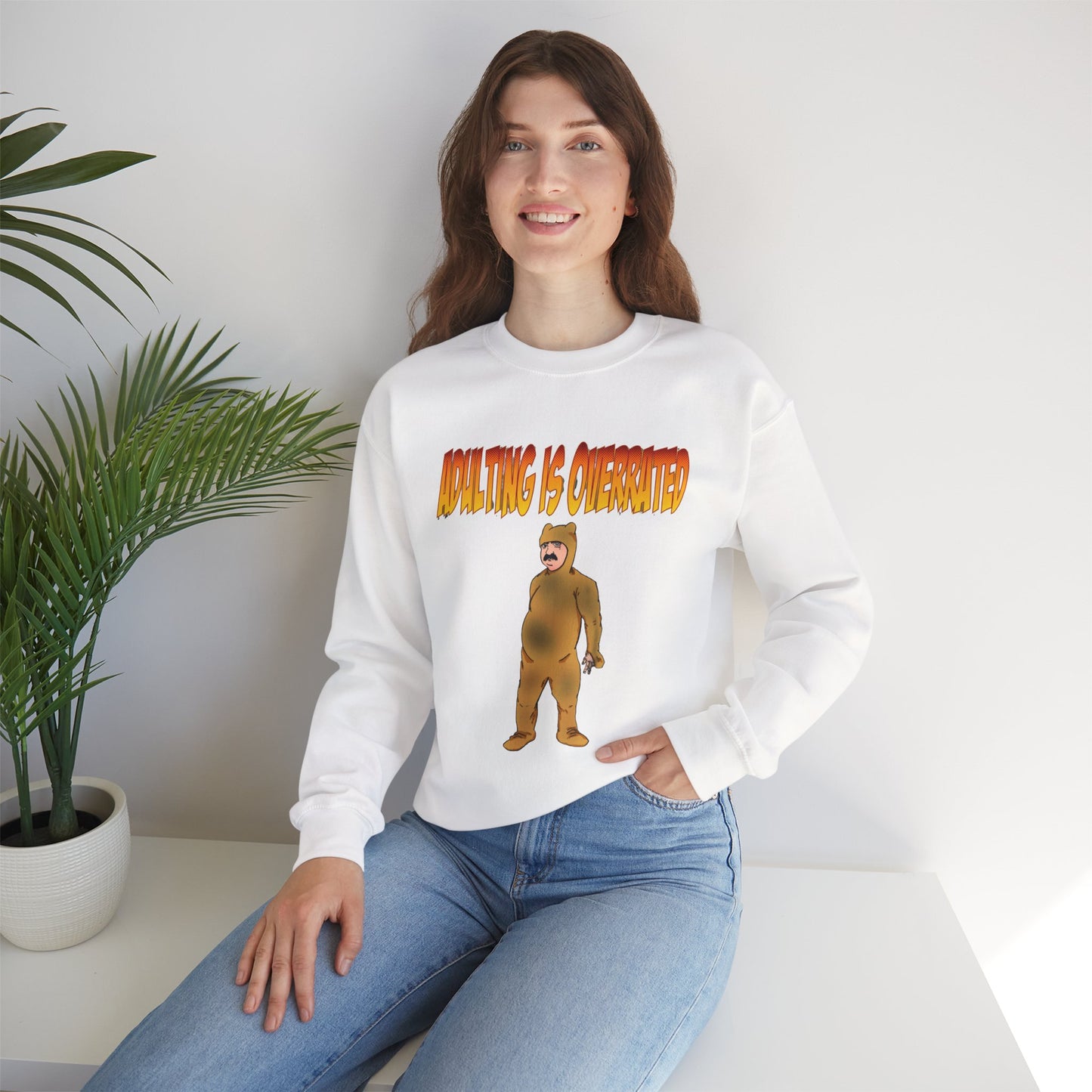 Cozy Humor Sweatshirt - 'Adulting is Overrated'