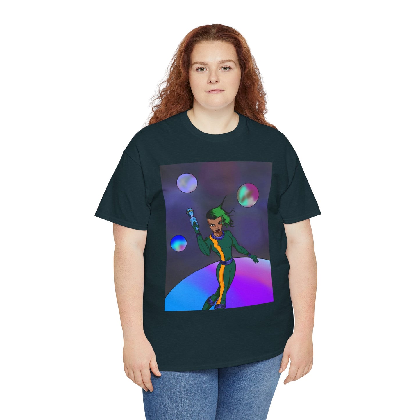Cosmic Hero Vibe Tee - Unisex Heavy Cotton Tee, Space Art Shirt, Retro Sci-Fi T-Shirt, Gift for Space Lovers, Unique Graphic Tee