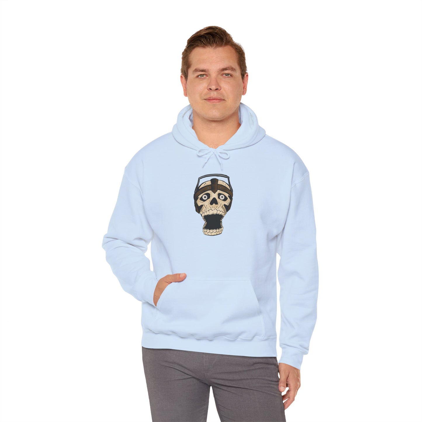 Screaming Skull Graphic Hoodie, Unisex Heavy Blend Sweatshirt, Cozy Casual Wear, Gift for Halloween, Unique October Fashion, Everyday Comfort