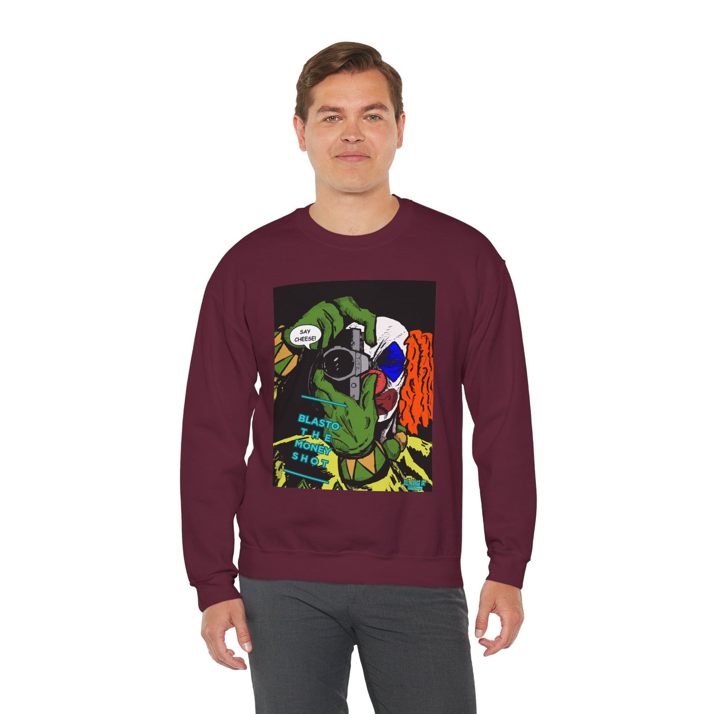 Blasto the Clown Retro Homage Graphic Crewneck Sweatshirt - 'Blast from the Past'