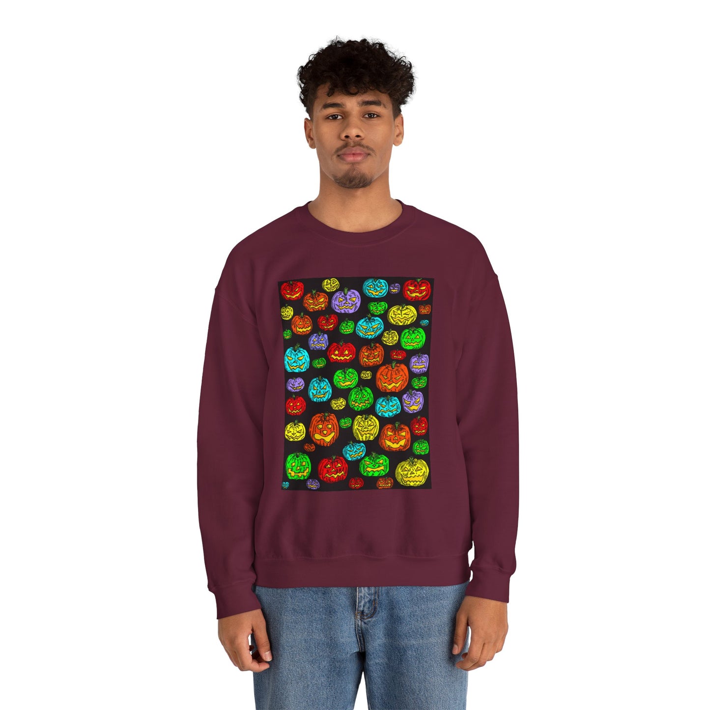 Halloween Colorful Pumpkin Graphic Crewneck Sweatshirt