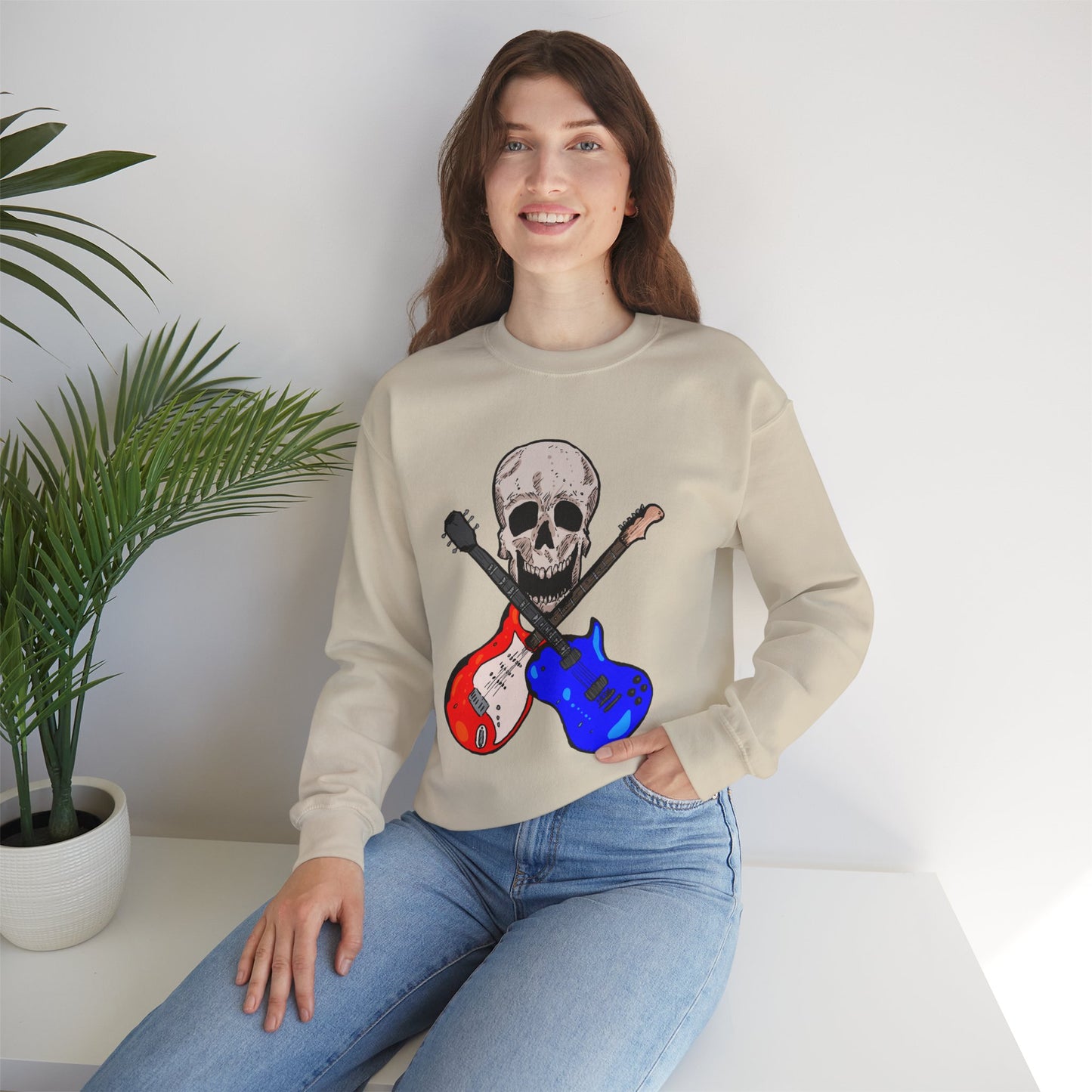 Skull and Guitar Crewneck Sweatshirt