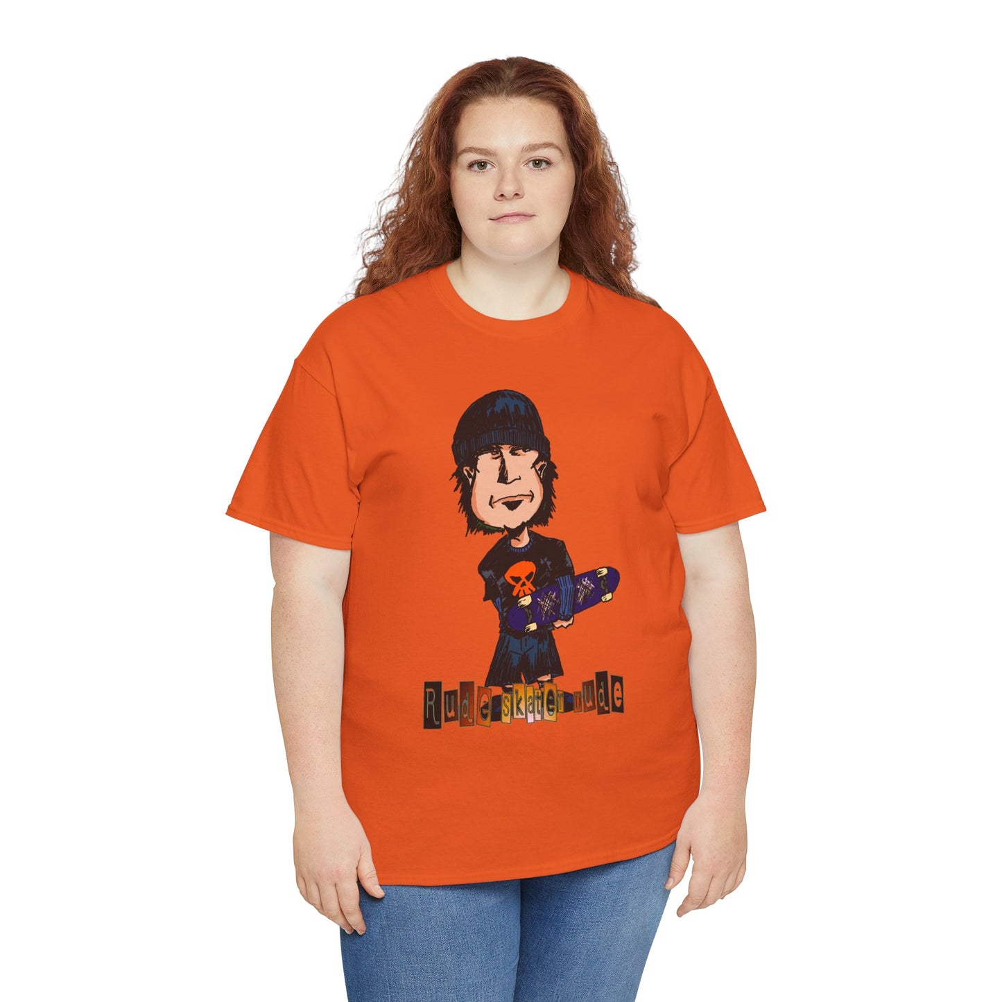 Rude Skater Dude Cartoon Skate Punk T-Shirt — Skateboarding Tee with Skull Design