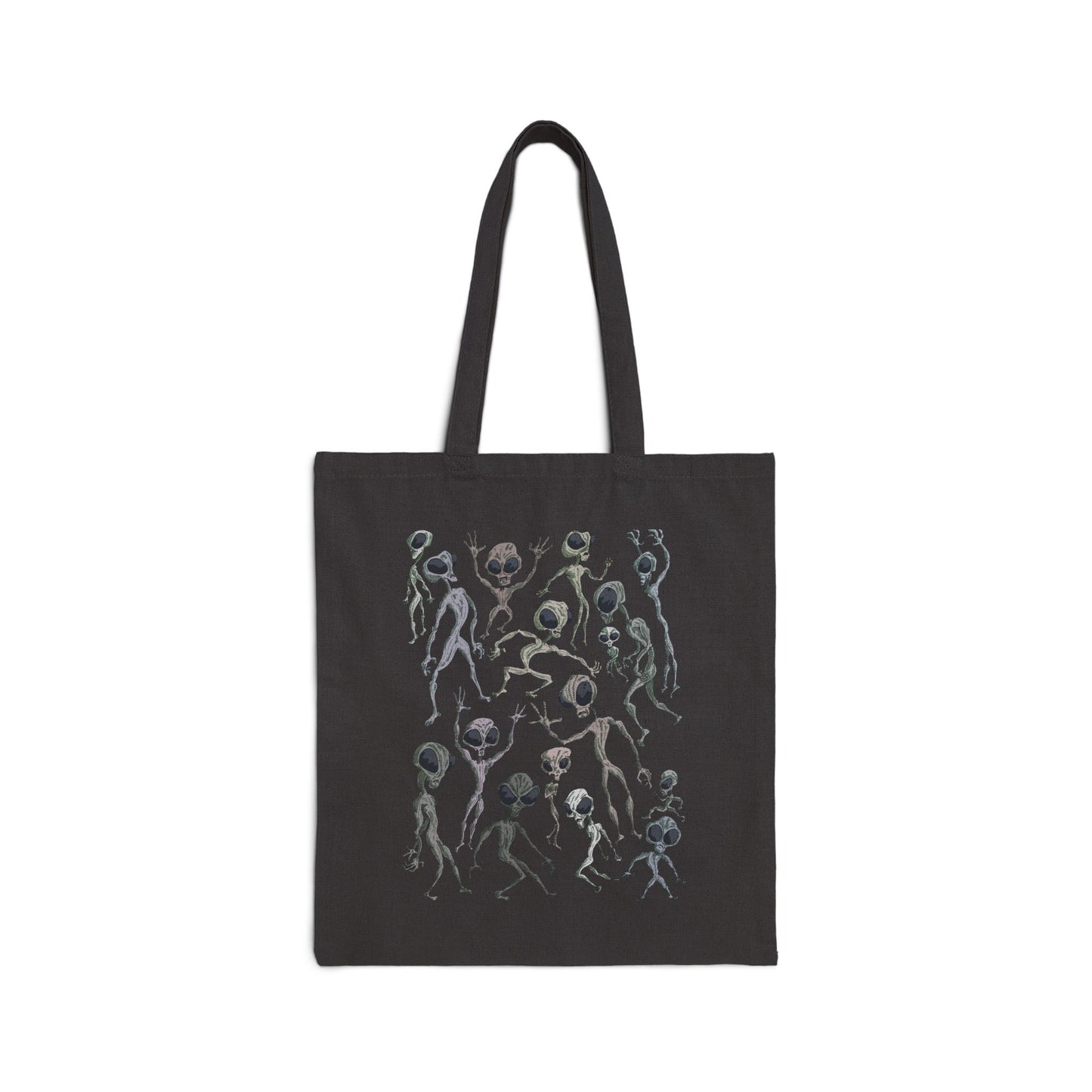 Alien Dance Party with Various Grays - Canvas Tote Bag — Abstract Dancing Seedling Art Tote