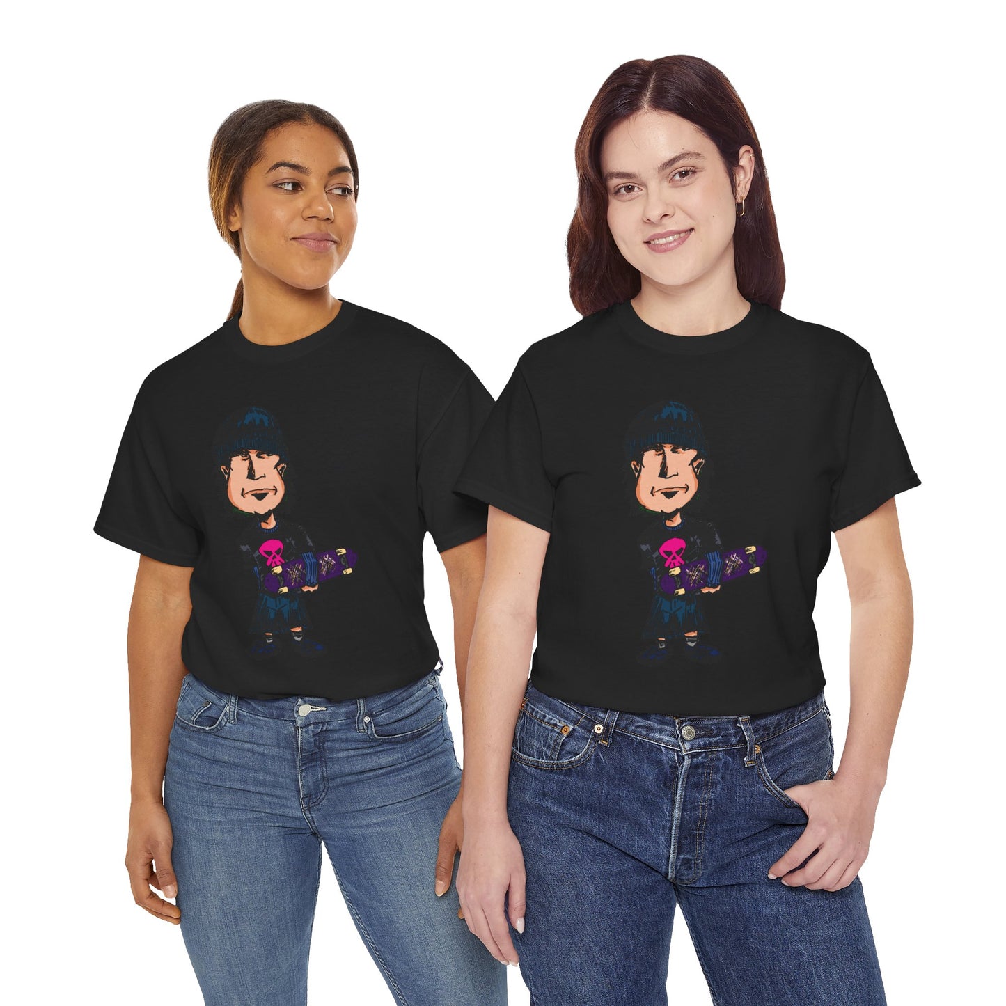 Rude Skater Dude - Skate Punk - Skater Kid Cartoon T‑Shirt — Cute Skateboarder Graphic Tee