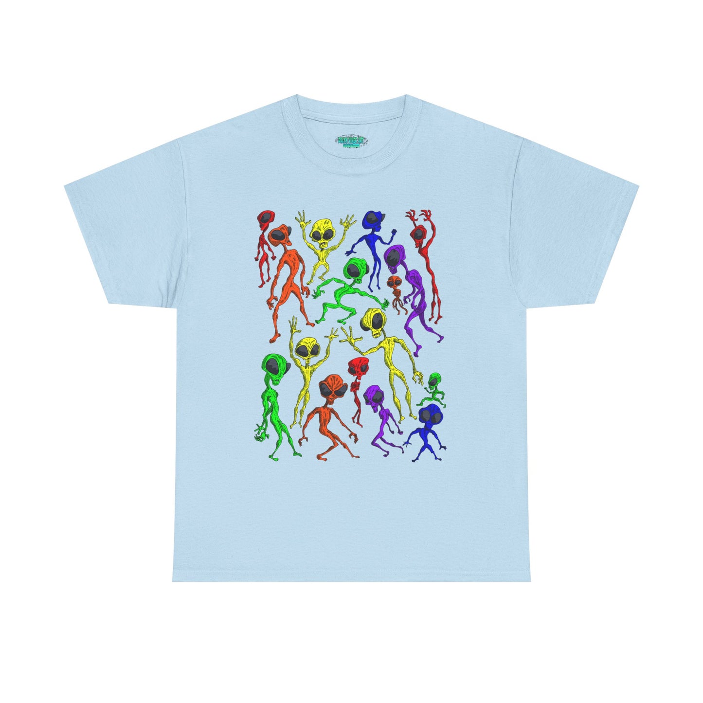Rainbow Alien Dance Party Unisex Tee - Cosmic Sci-Fi Shirt