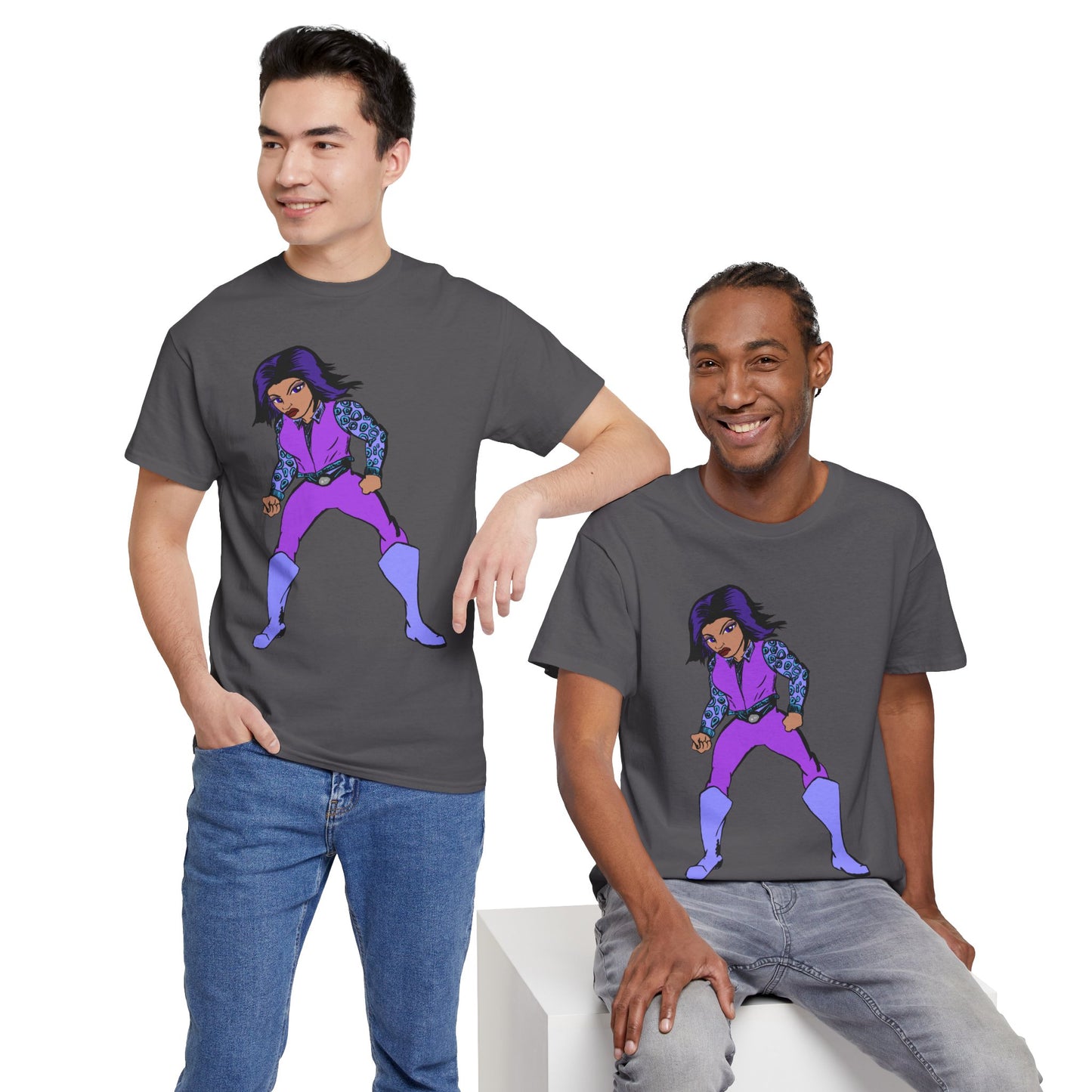Retro Cartoon Hero Woman Character Unisex Heavy Cotton Tee, Vintage Graphic Tee, Fun T-Shirt, Gift for Fans, Casual Wear, Everyday Tee