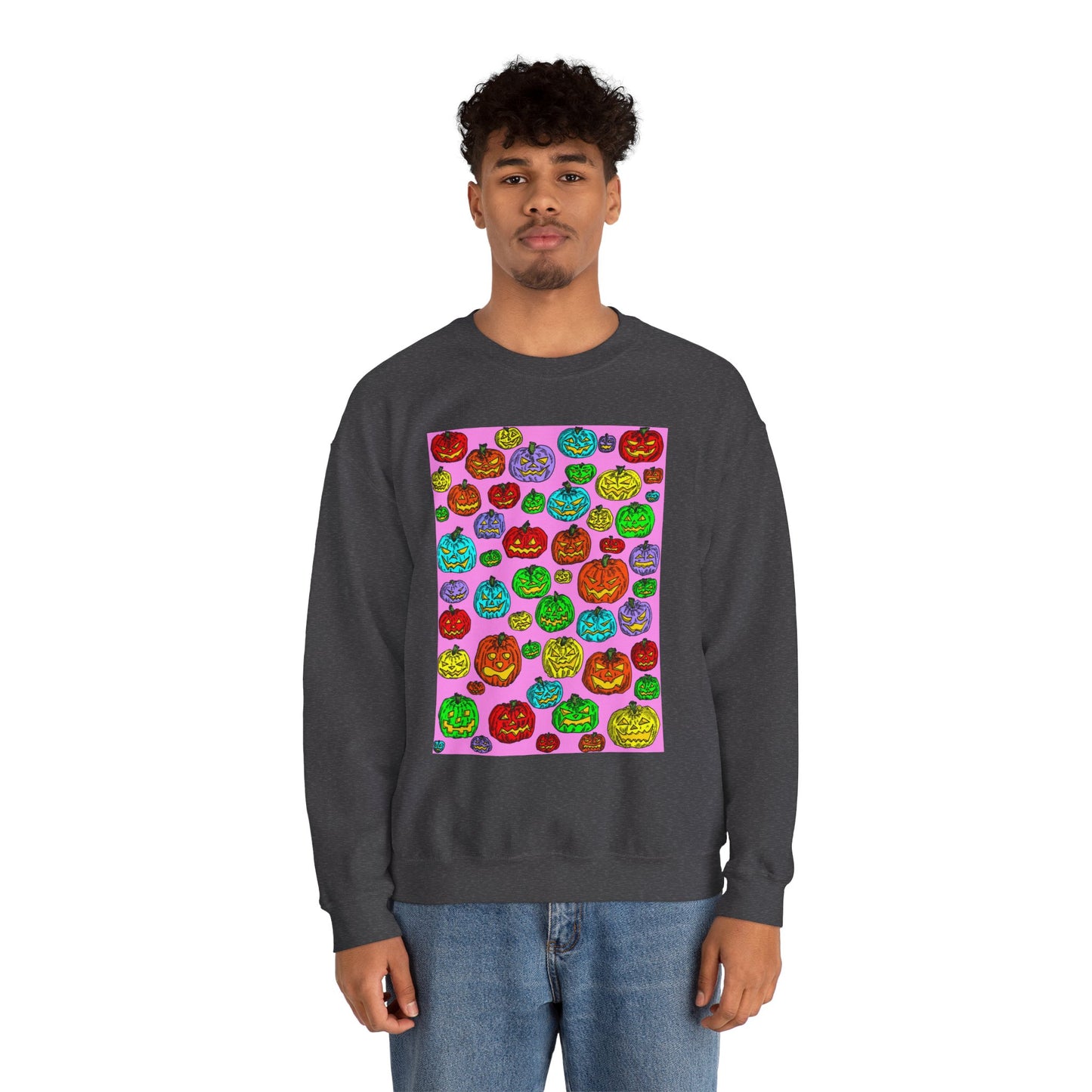 Colorful Pumpkin Crewneck Sweatshirt for Fall Celebrations
