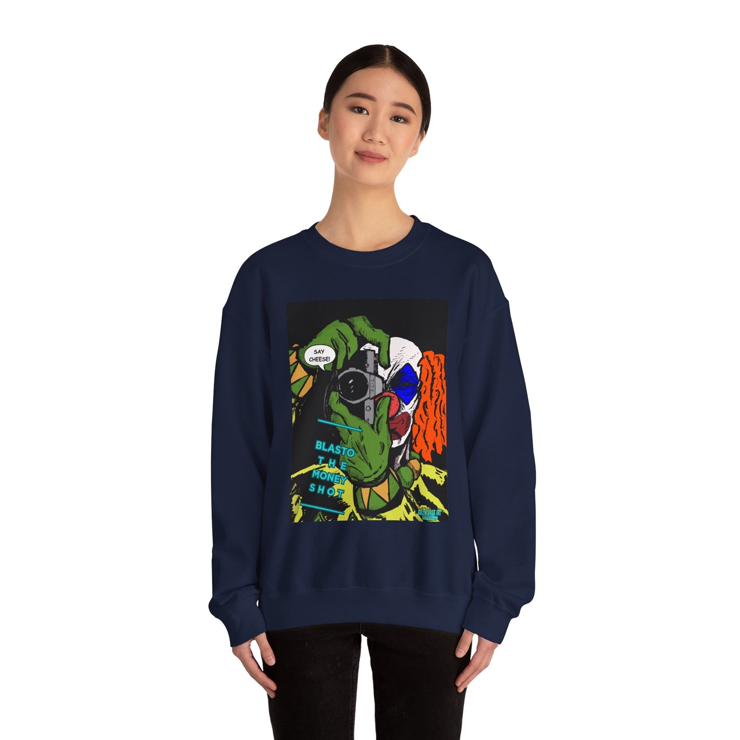 Blasto the Clown Retro Homage Graphic Crewneck Sweatshirt - 'Blast from the Past'