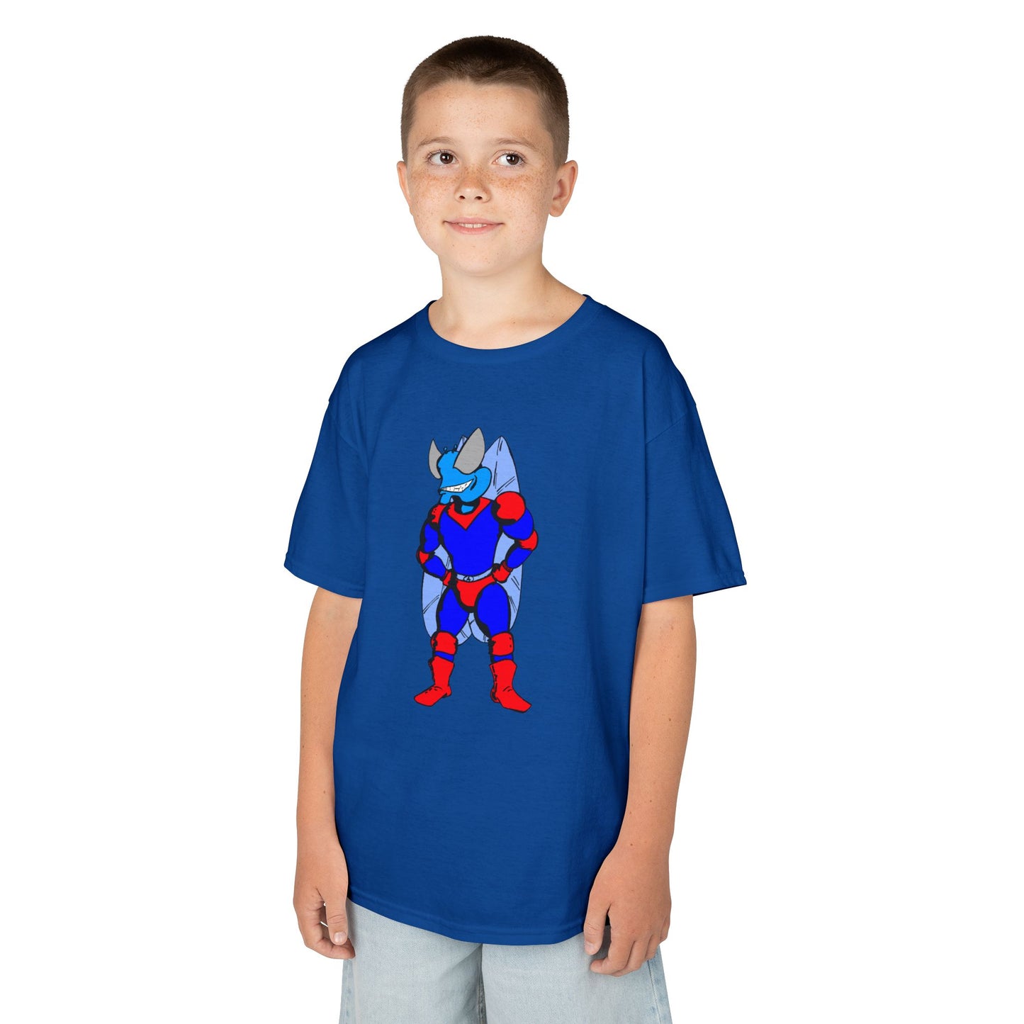 Astro-Fly Kids Superhero T-Shirt — Cute Red & Blue Winged Hero Tee for Boys & Girls
