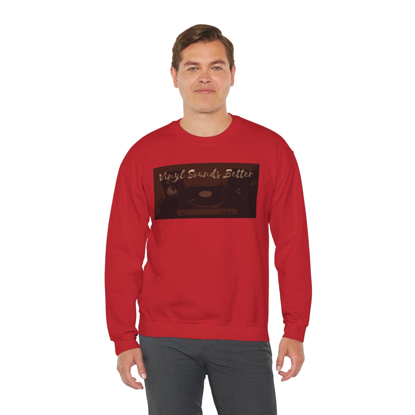 Crewneck Sweatshirt — "Vinyl Sounds Better" Retro Record Graphic