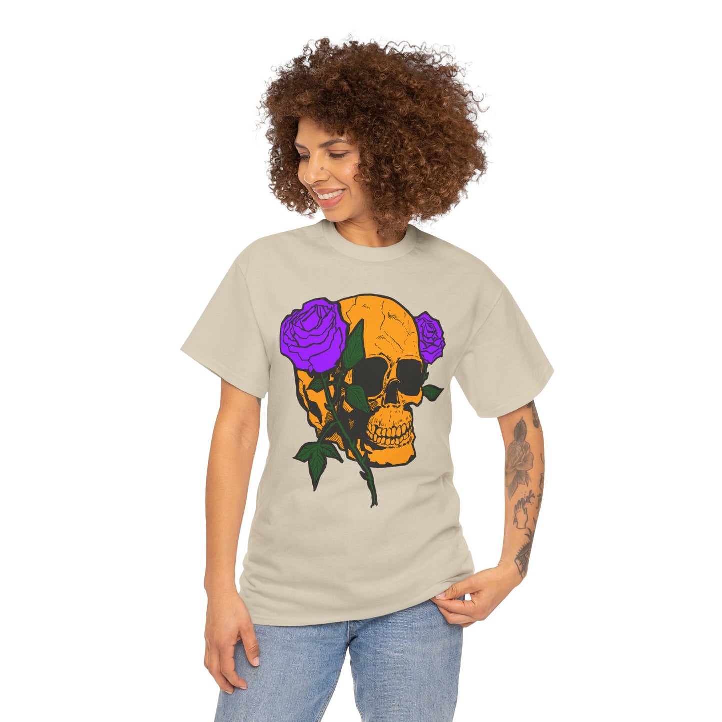 Skull and Roses Unisex Tee, Gothic Aesthetic Shirt, Vintage Graphic T-Shirt, Streetwear Essentials, Edgy Casual Wear