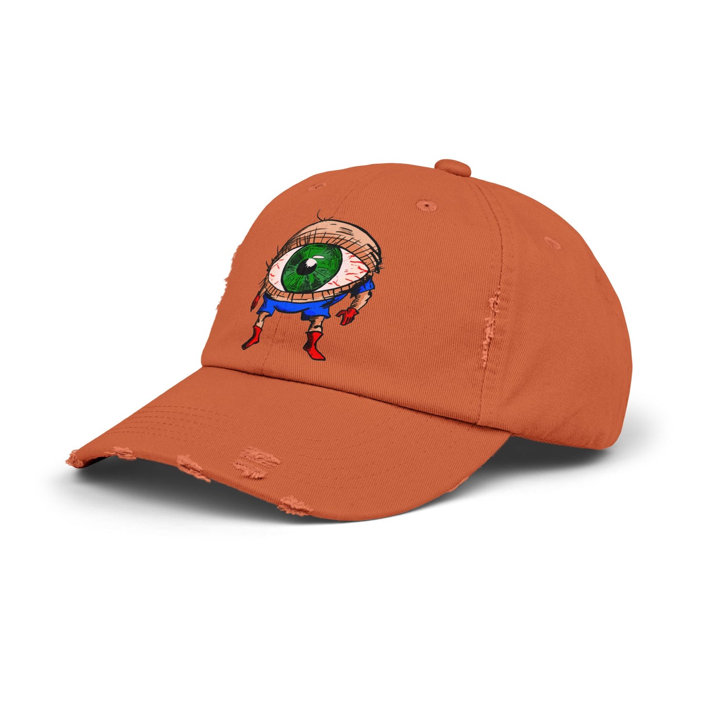 Terrif-EYE-ing Unisex Distressed Cap with Quirky Eyeball Design - Perfect for Casual Style