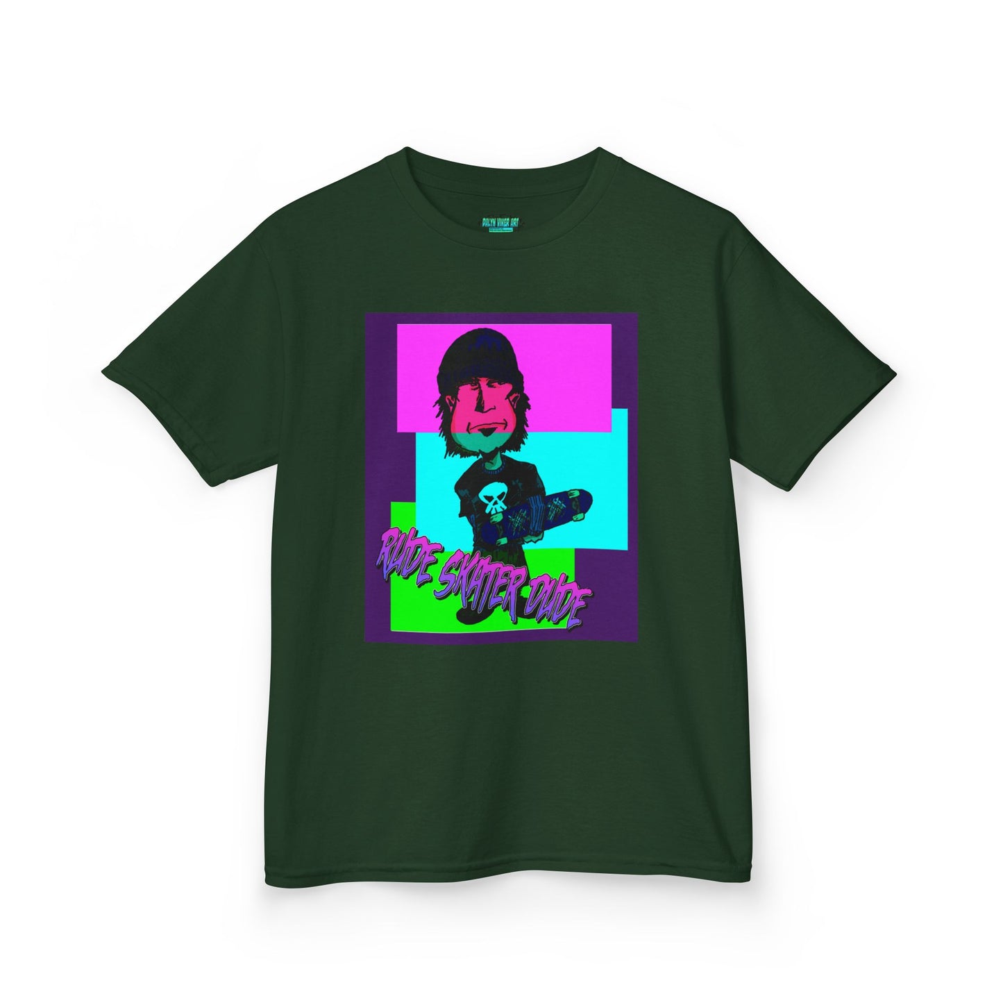 Kids Tee — Retro Neon Rude Skater Dude Kid Graphic T-Shirt