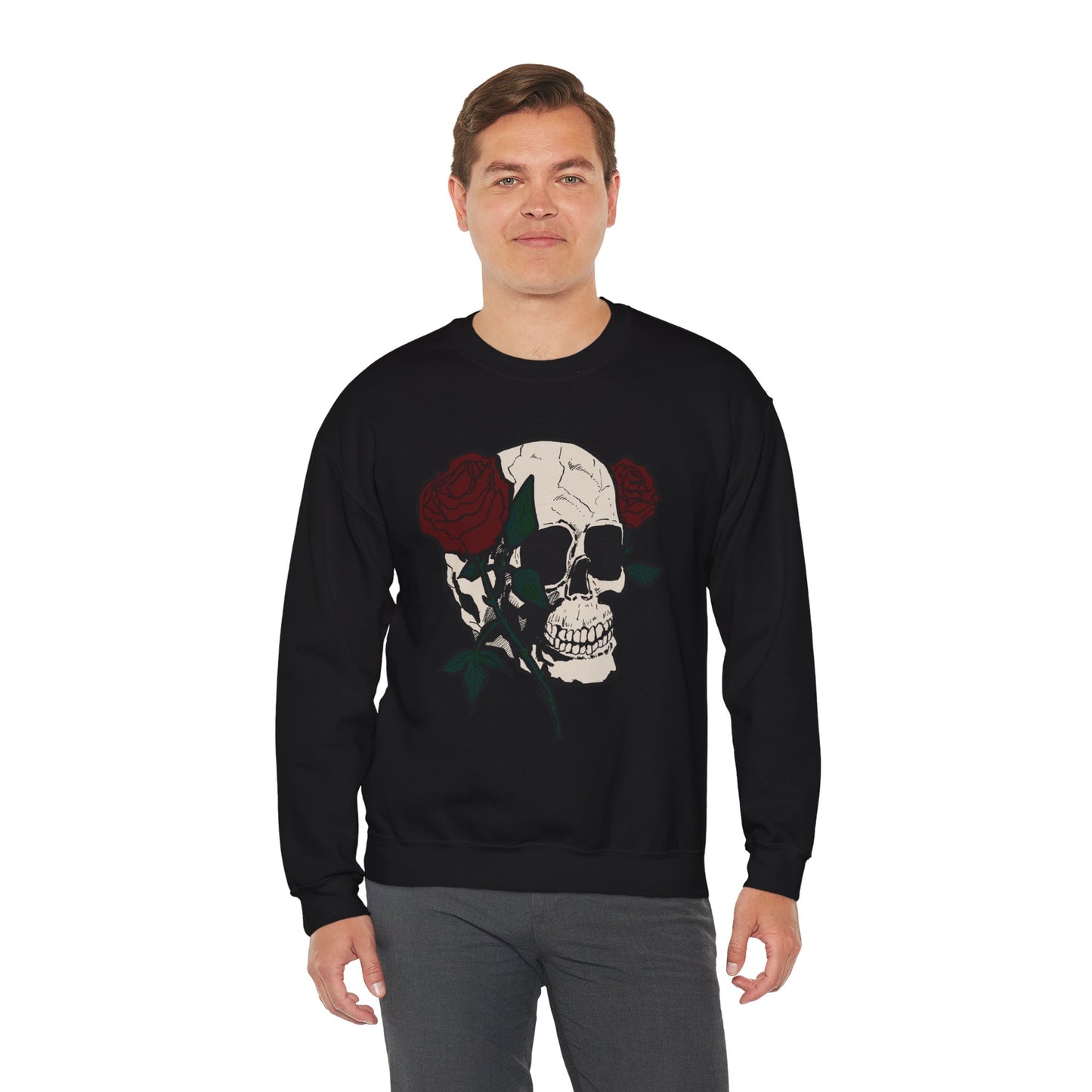 Skull & Rose Crewneck Sweatshirt - Unisex Heavy Blend™