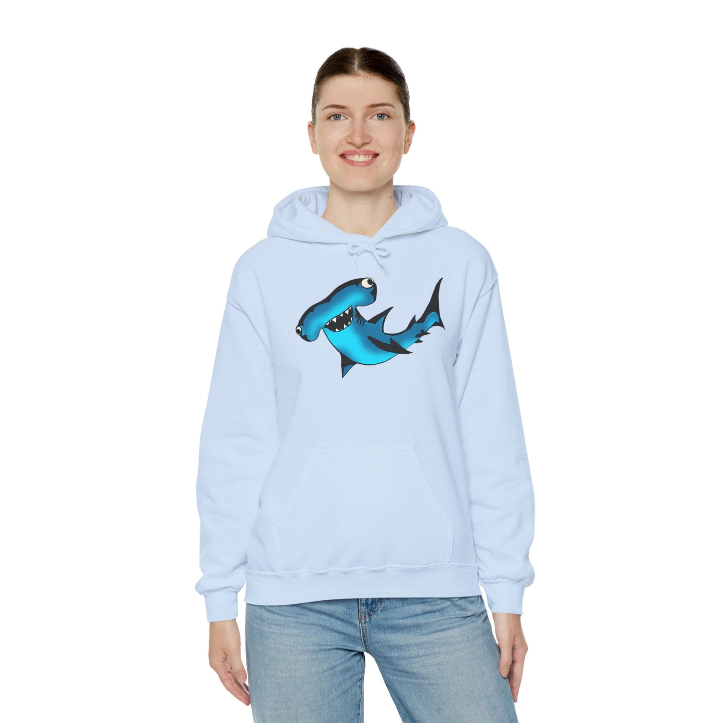 Harley Hammerhead Shark Design Unisex Hooded Sweatshirt, Funny Gift for Ocean Lovers, Casual Wear, Beach Days, Unique Apparel, Birthday Present