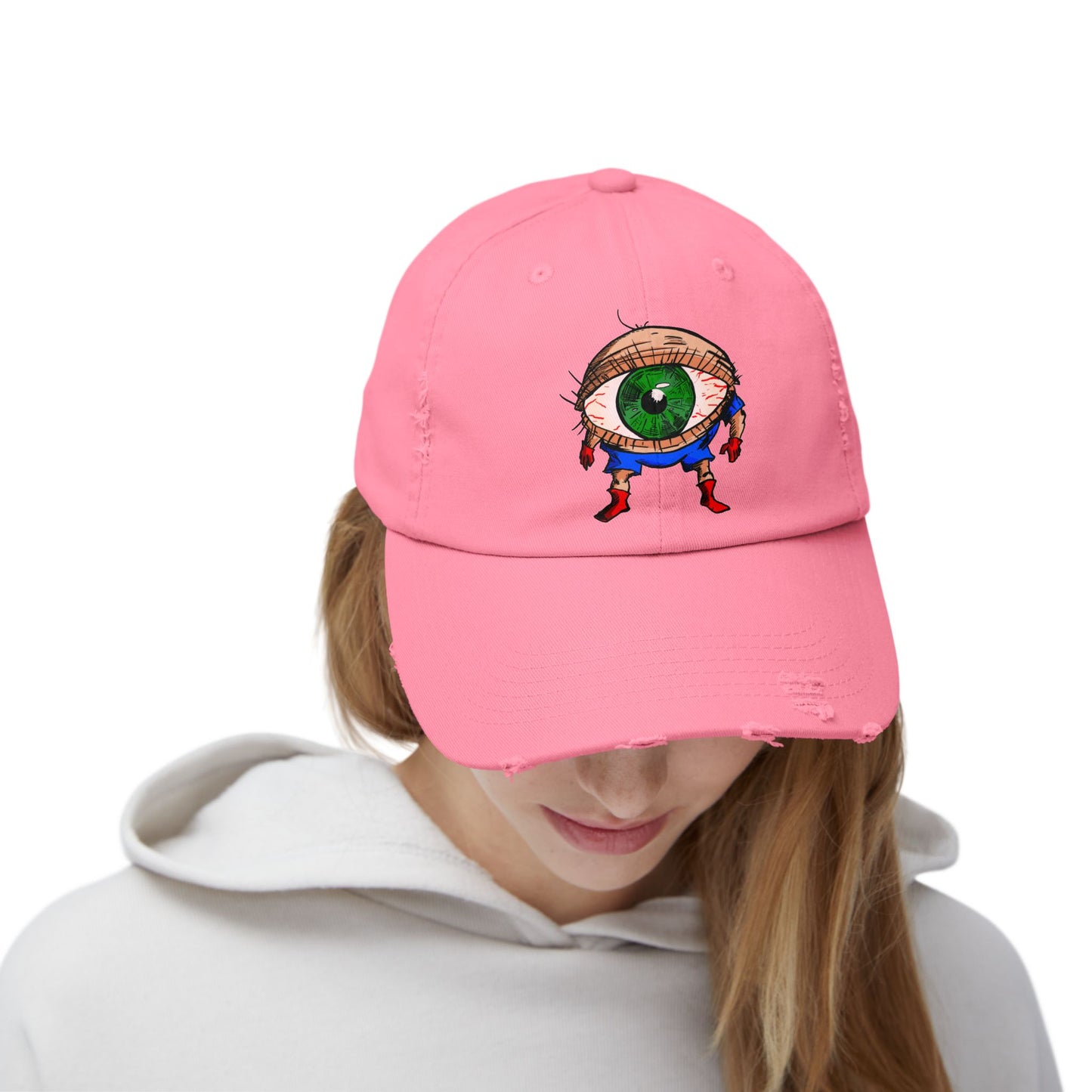 Terrif-EYE-ing Unisex Distressed Cap with Quirky Eyeball Design - Perfect for Casual Style