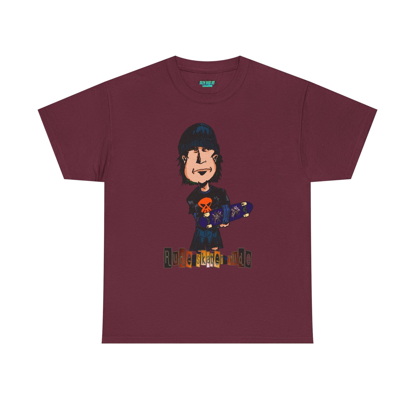 Rude Skater Dude Cartoon Skate Punk T-Shirt — Skateboarding Tee with Skull Design