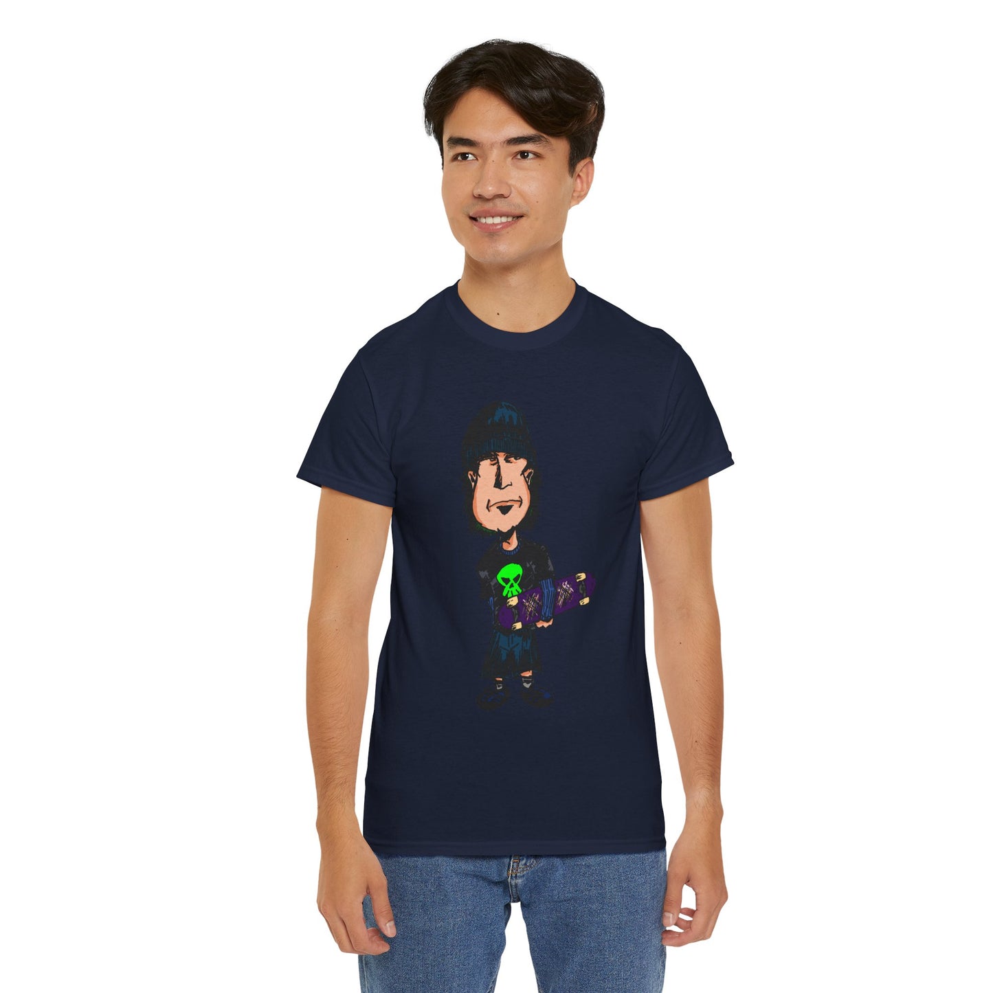 Rude Skater Dude - Skate Punk Cartoon Tee – Boy with Skateboard Graphic Shirt