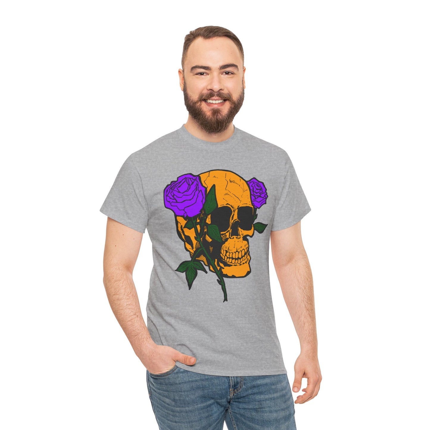 Skull and Roses Unisex Tee, Gothic Aesthetic Shirt, Vintage Graphic T-Shirt, Streetwear Essentials, Edgy Casual Wear