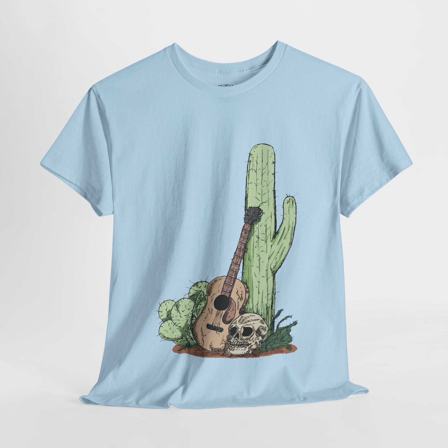 Desert Vibe Graphic Tee - Unisex Heavy Cotton Shirt, Boho Cactus Shirt, Guitar Lover's Gift, Summer Top, Music T-Shirt