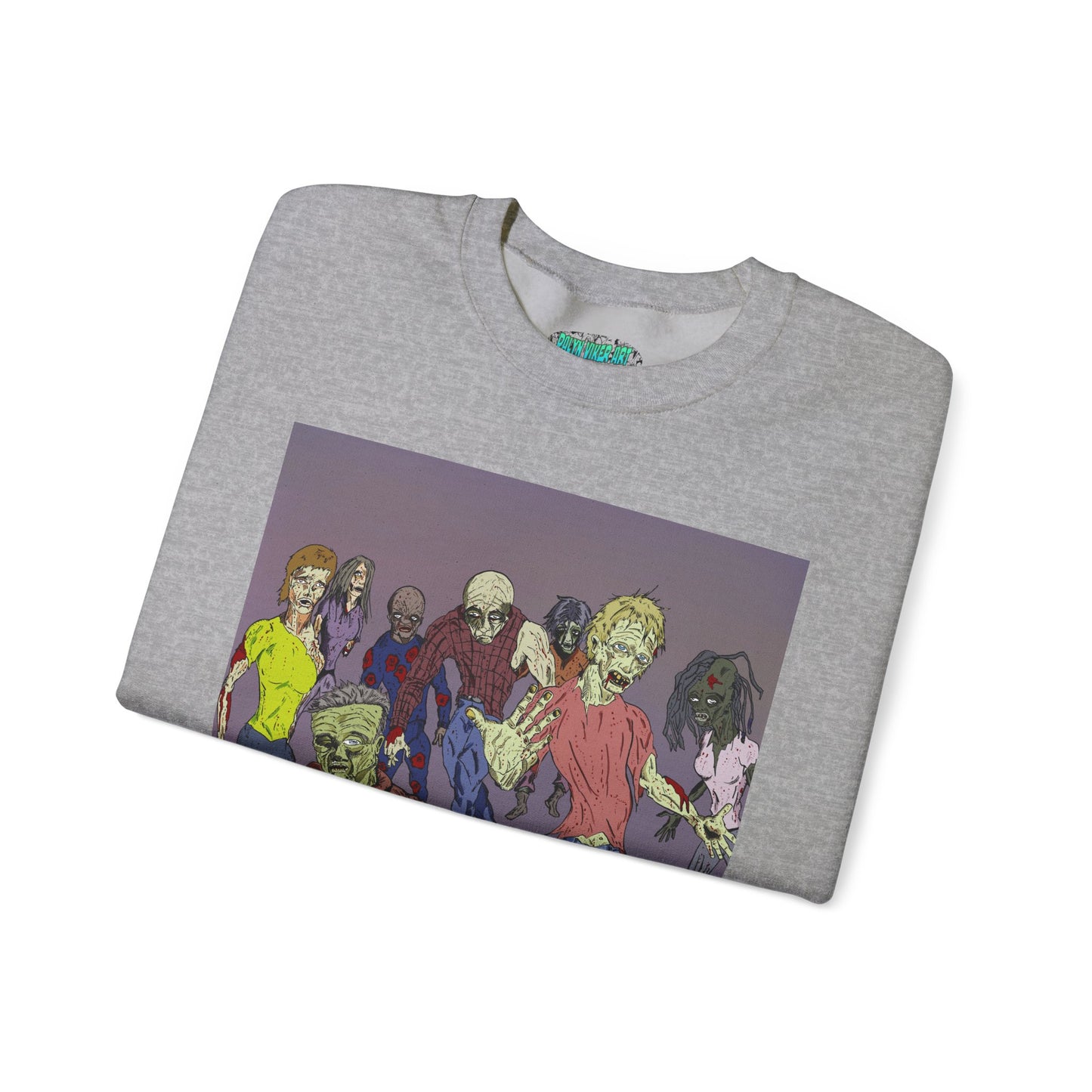 Zombie-Themed Unisex Crewneck Sweatshirt - Perfect for Halloween and Horror Lovers