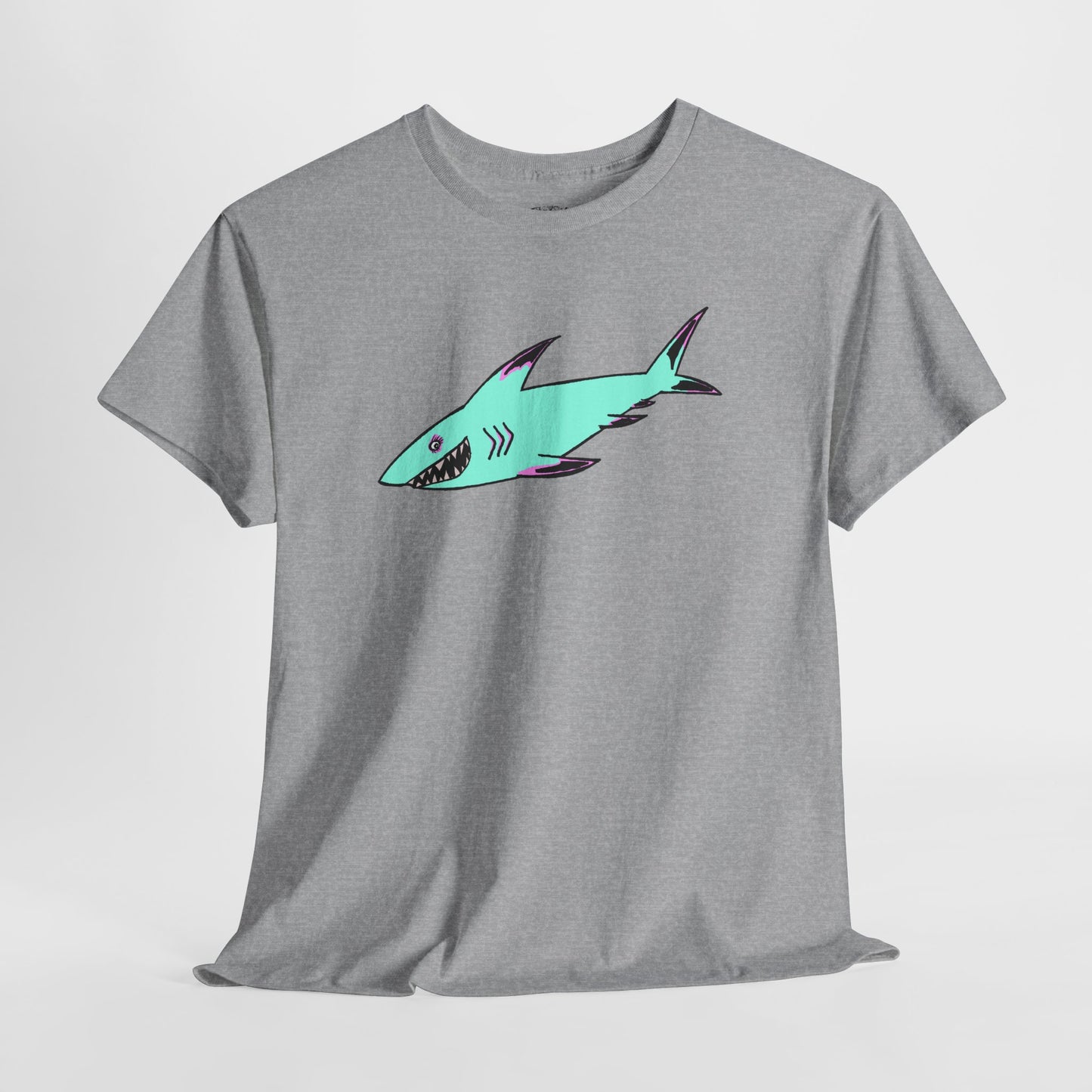 Cool Shark Graphic Unisex Heavy Cotton Tee, Ocean Lover Shirt, Beachwear, Casual Everyday Tee, Gift for Sharks Fans