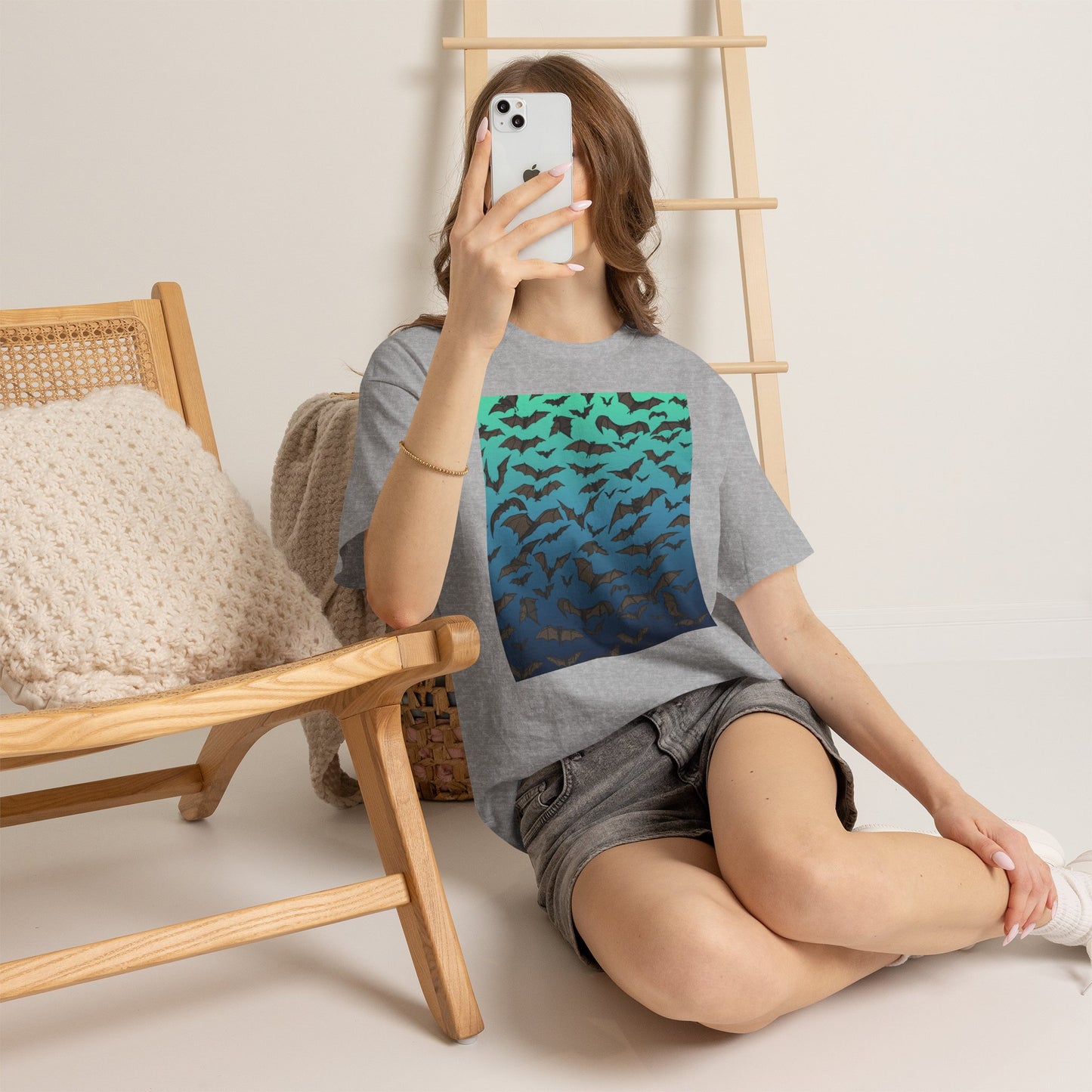 Bat Swarm Graphic Tee — Gradient Night Flight T-Shirt