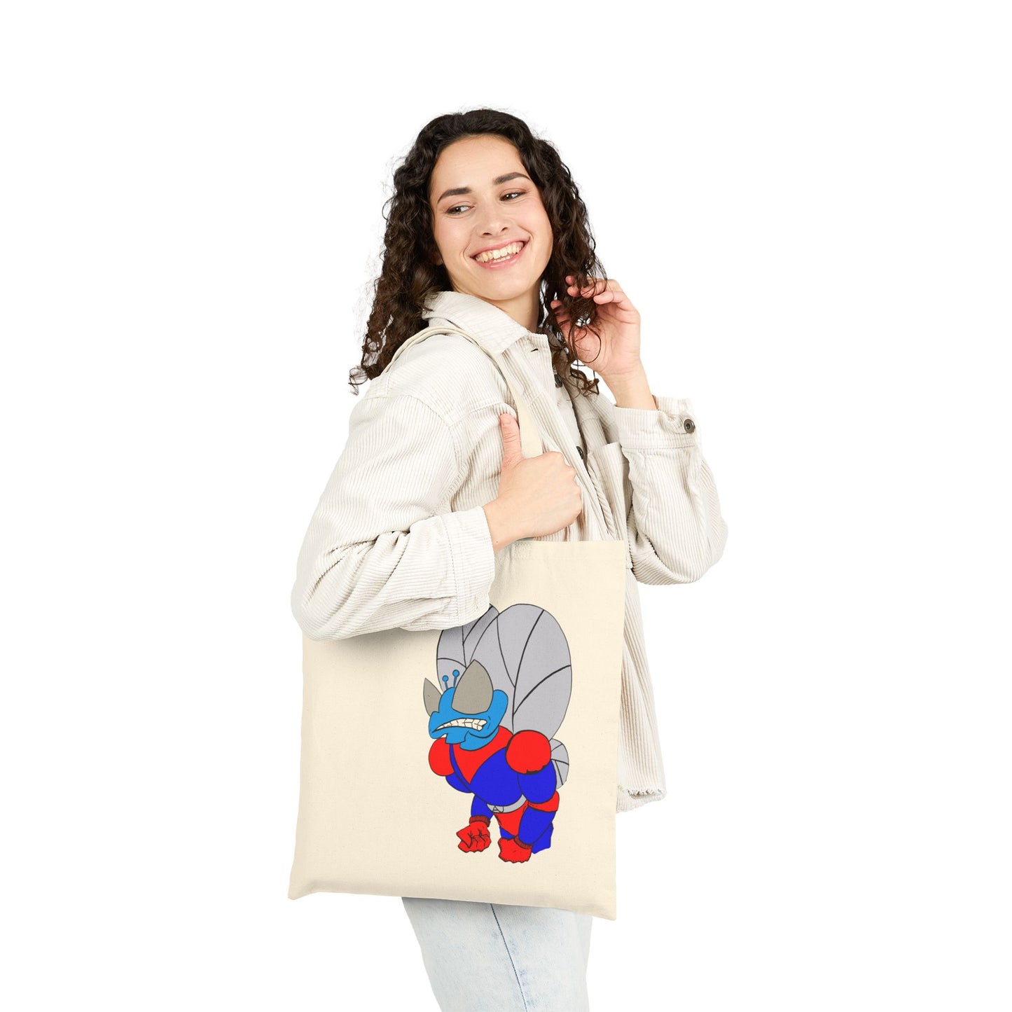 The Astounding Astro-Fly Illustration Tote Bag - Eco Canvas Grocery & Book Bag