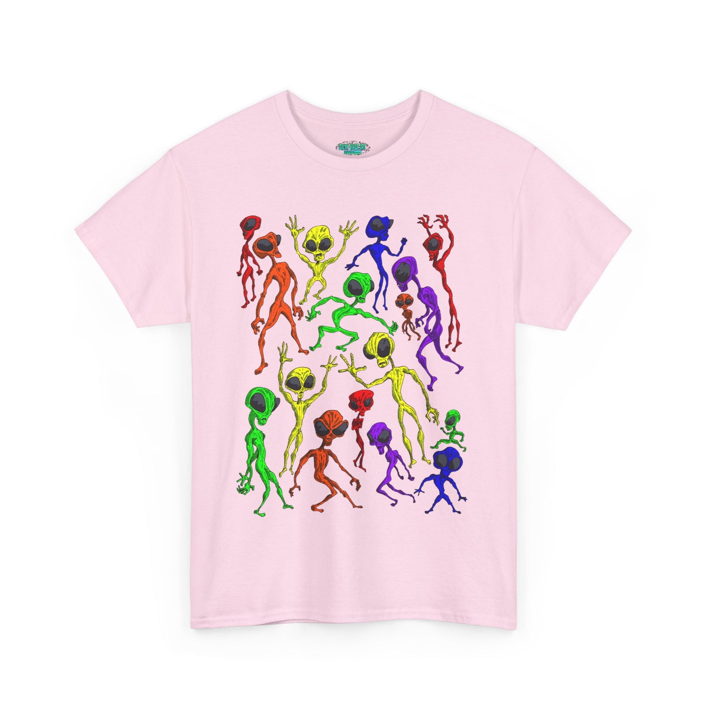 Rainbow Alien Dance Party Unisex Tee - Cosmic Sci-Fi Shirt