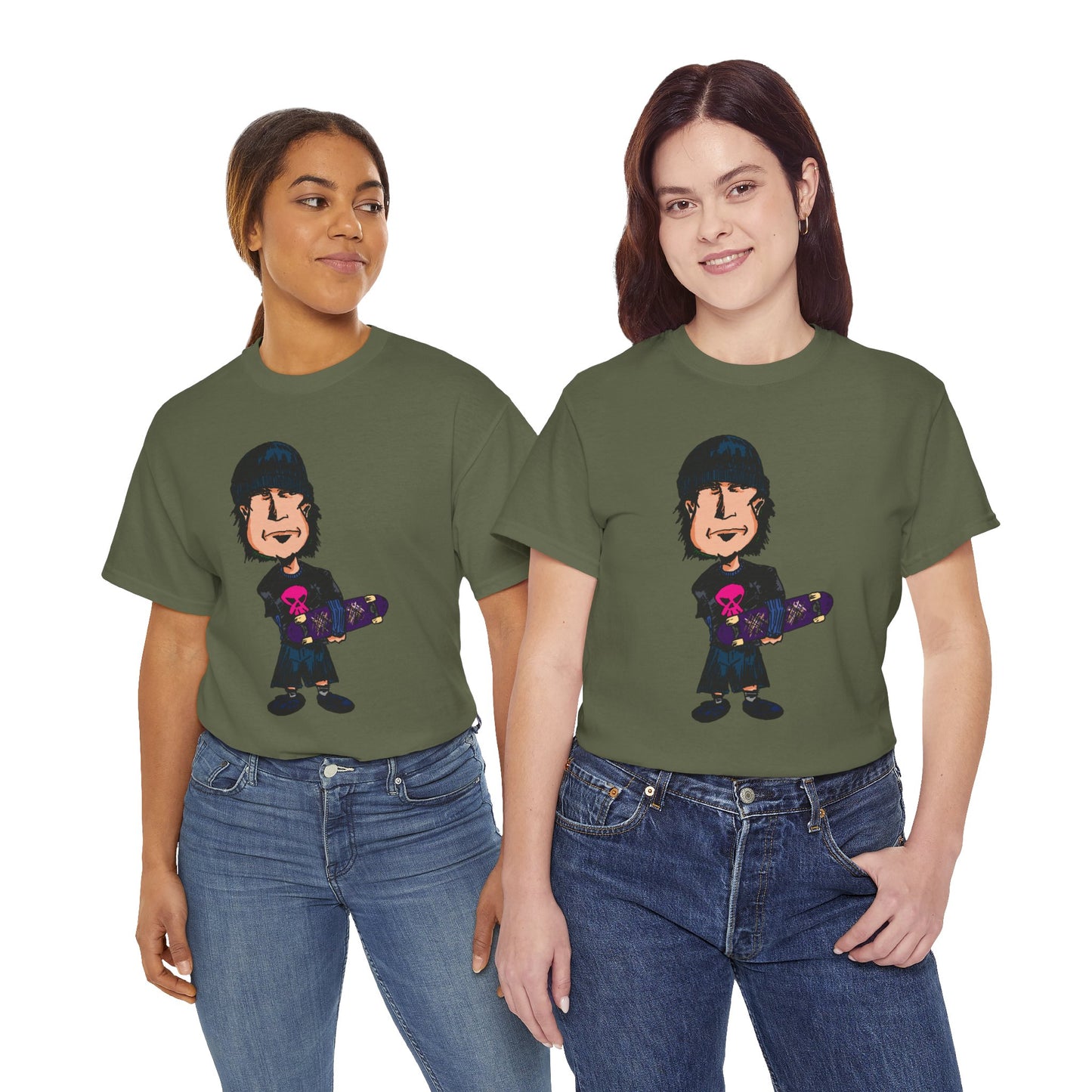 Rude Skater Dude - Skate Punk - Skater Kid Cartoon T‑Shirt — Cute Skateboarder Graphic Tee