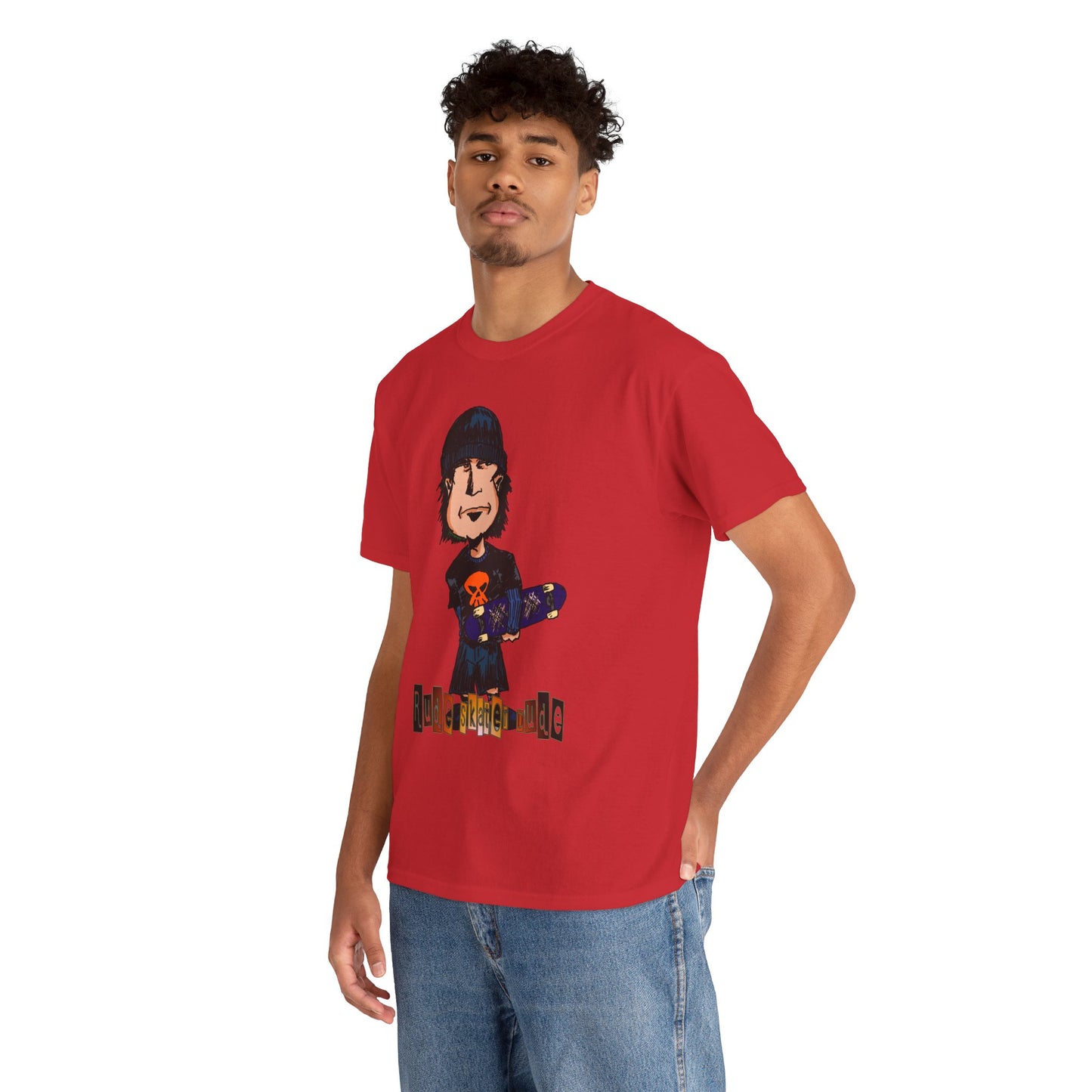 Rude Skater Dude Cartoon Skate Punk T-Shirt — Skateboarding Tee with Skull Design